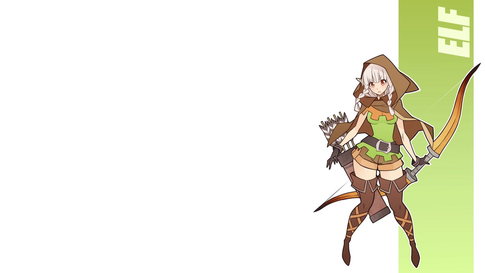 bow, braids, white hair, fantasy art, fantasy girl, Wood Elves, thigh-highs, archer, elves, Elf (Dragons Crown), 720P, Amazon, Dragons Crown, artwork, HD Wallpaper