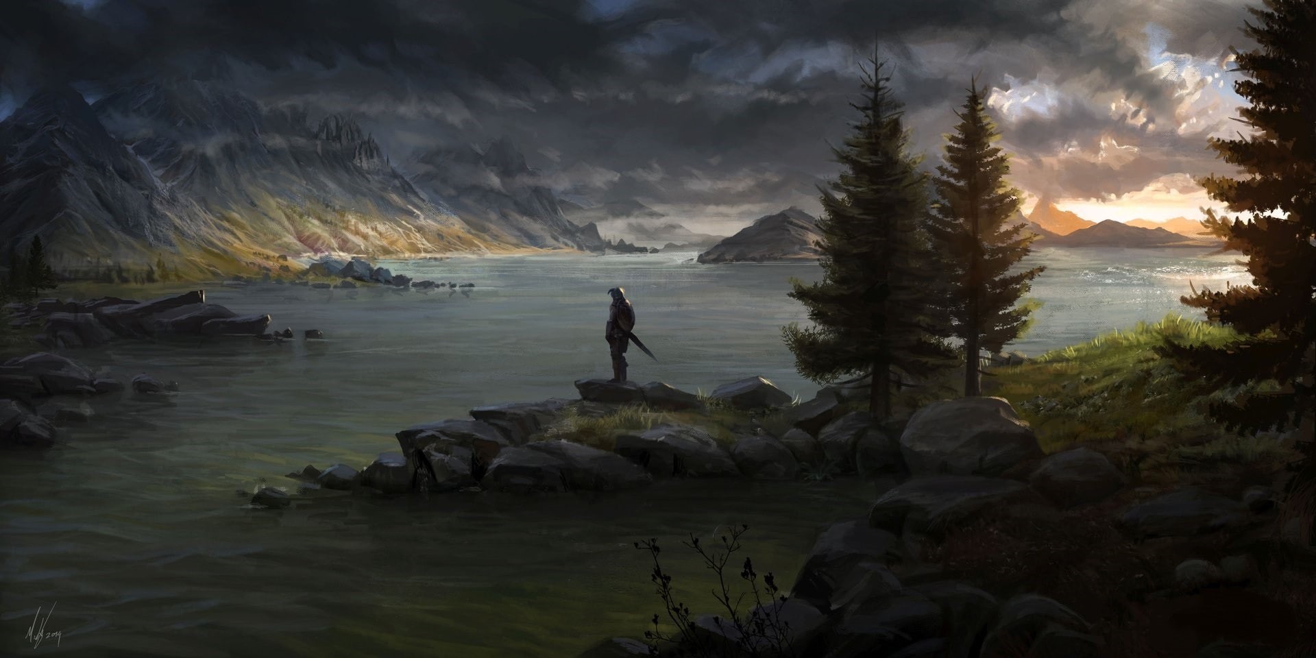 fantasy art, landscape, The Elder Scrolls V: Skyrim, 1080P, artwork, HD Wallpaper