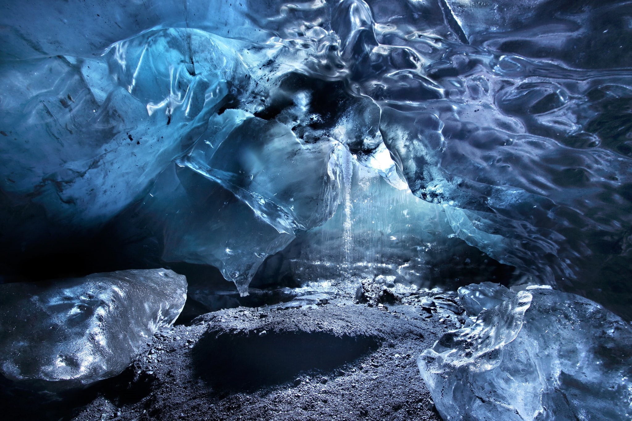 beauty in nature, day, 1080P, frozen, close-up, nature, cave, sea, motion, geology, water, environment, cold temperature, winter, glacier, ice, outdoors, HD Wallpaper