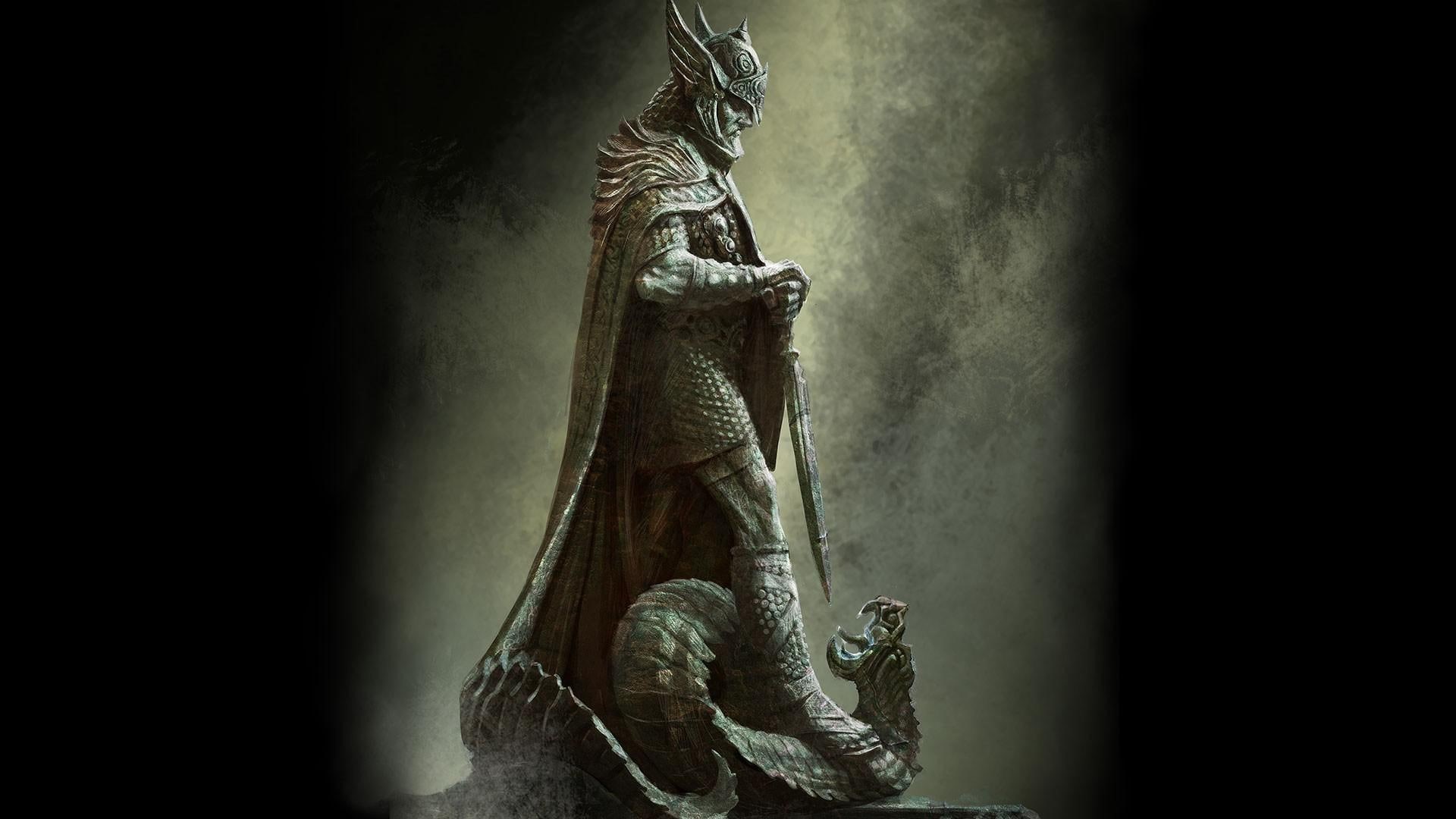 scrolls, games, 1920x1080, v, elder, 1080P, figure, talos, the elder scrolls, the elder scrolls v, skyrim, thor, concrete, HD Wallpaper