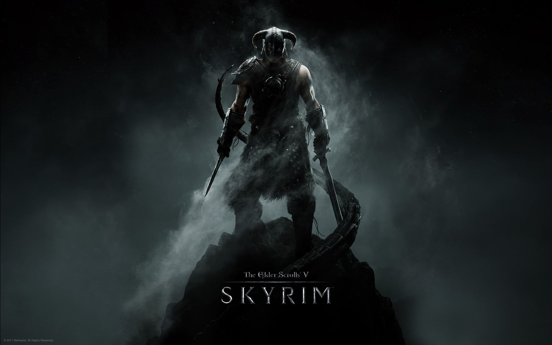 night, The Elder Scrolls V: Skyrim, low angle view, emotion, fear, sky, sculpture, sign, aggression, communication, art and craft, ominous, representation, HD Wallpaper