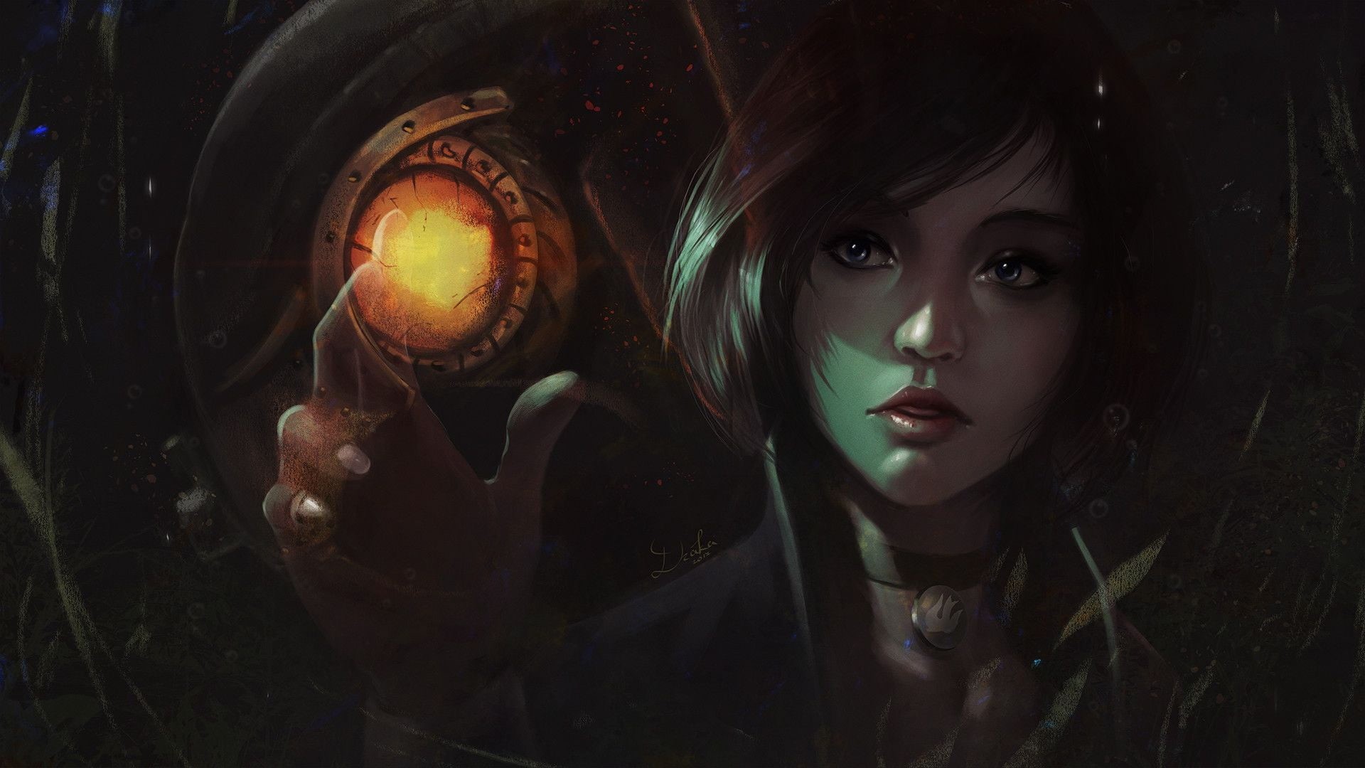 1080P, one person, video games, front view, indoors, female, young adult, dark, human representation, character, BioShock Infinite, digital art, human face, HD Wallpaper