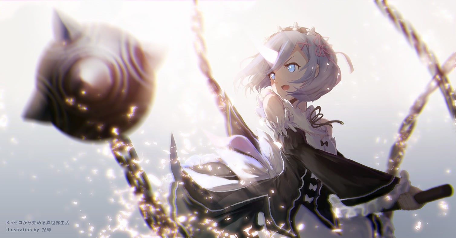 anime, Re:Zero Kara Hajimeru Isekai Seikatsu, Rem (Re: Zero), sunlight, nature, digital, fragility, flowering plant, plant, maid outfit, low angle view, HD Wallpaper