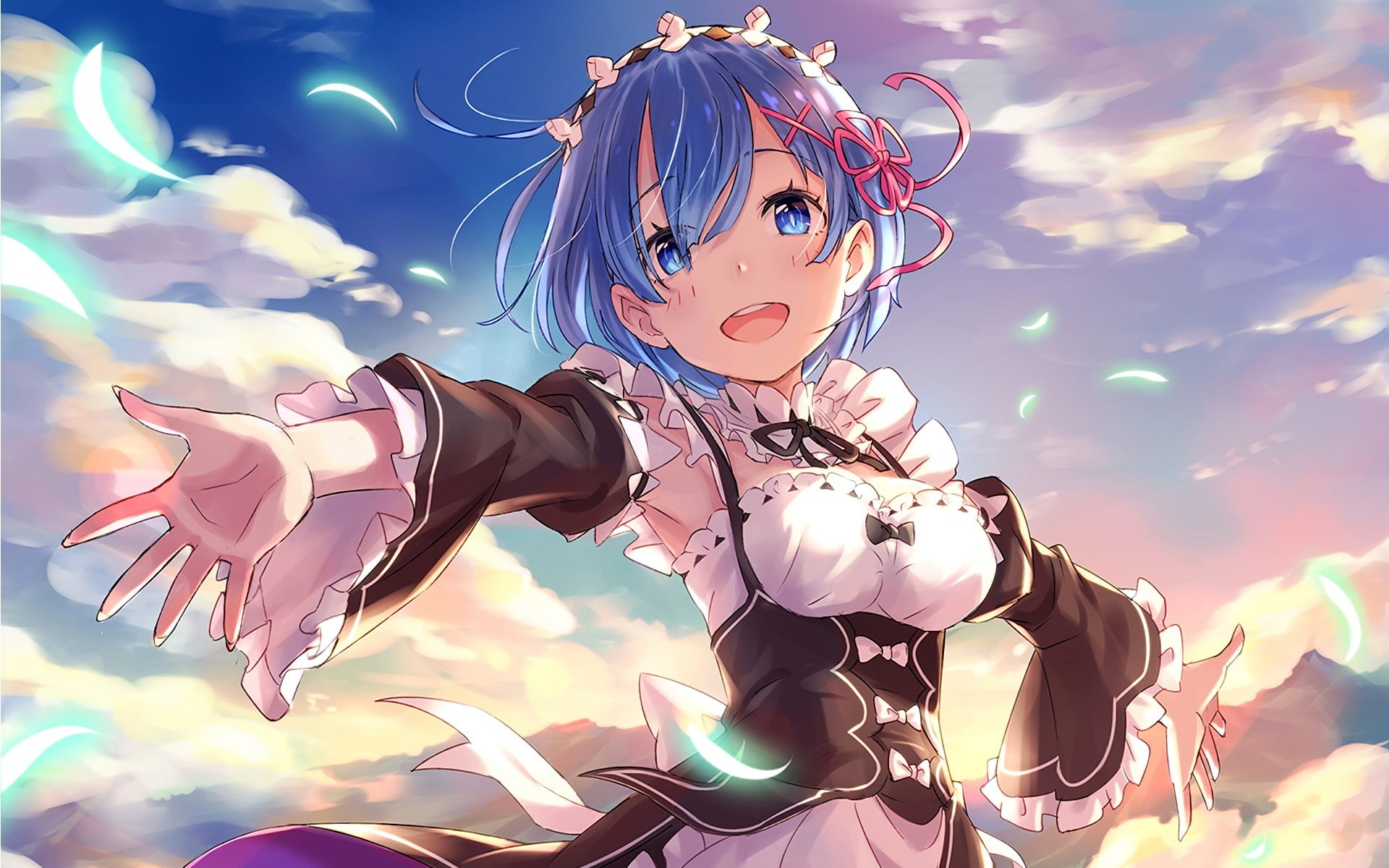 sky, illuminated, representation, low angle view, 1080P, lifestyles, white, human representation, woman, creativity, no people, Rem (Re: Zero), nature, HD Wallpaper