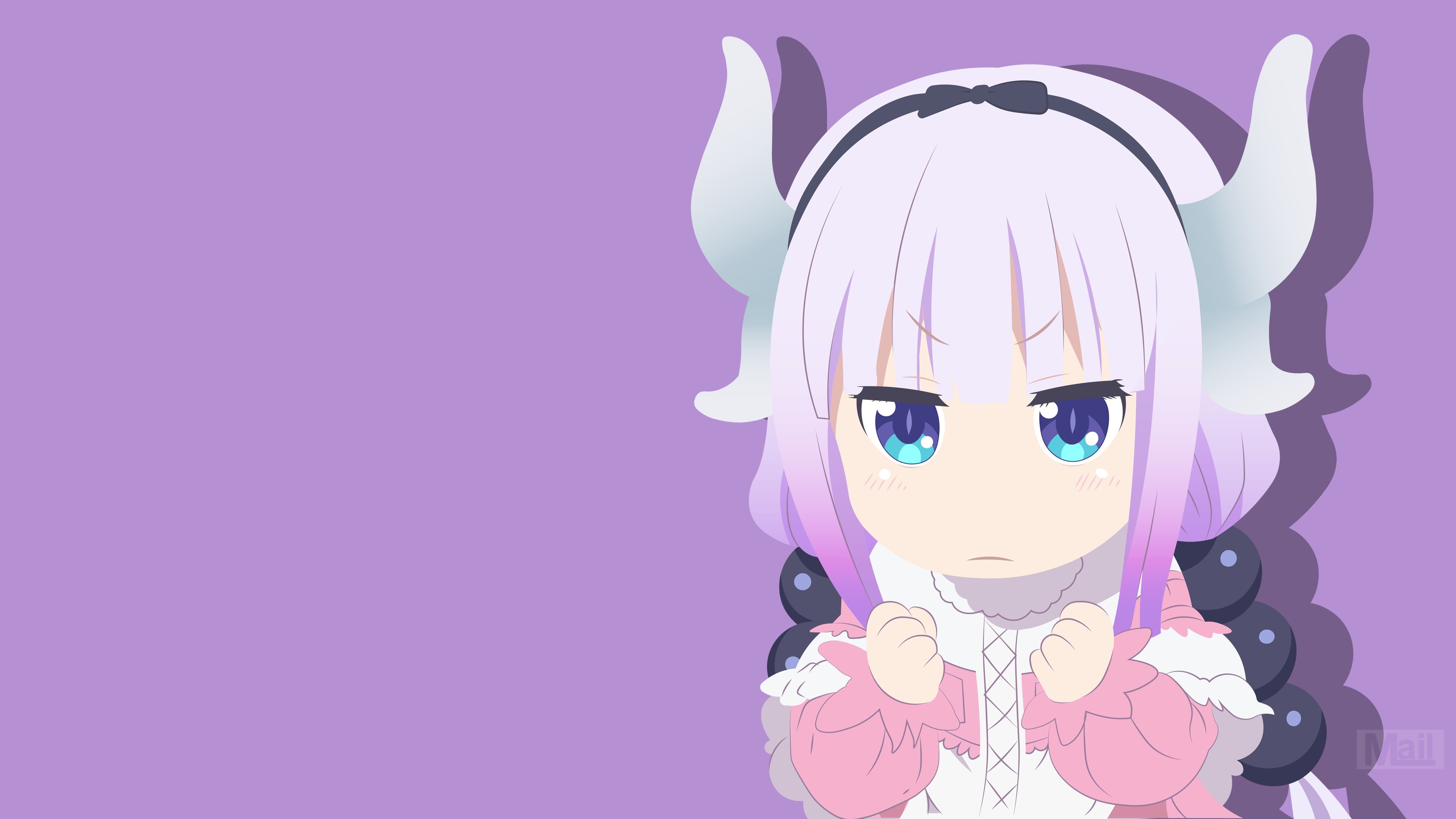 Miss Kobayashis Dragon Maid, Horns, Anime, 4K, Vector, Minimalist, Kanna Kamui, HD Wallpaper