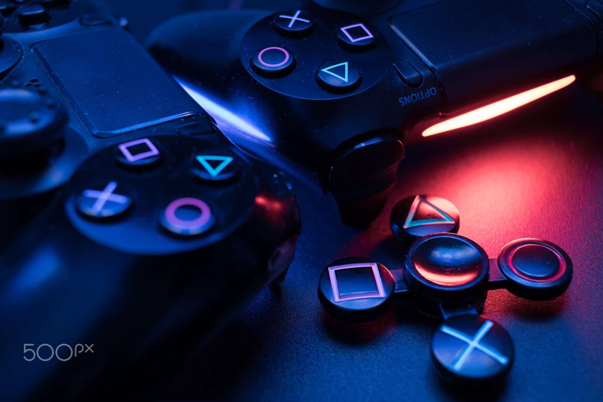 dark, indoors, nightlife, security, air vehicle, text, PlayStation, controllers, control, close-up, black color, technology, 1080P, still life, Fidget Spinner, HD Wallpaper