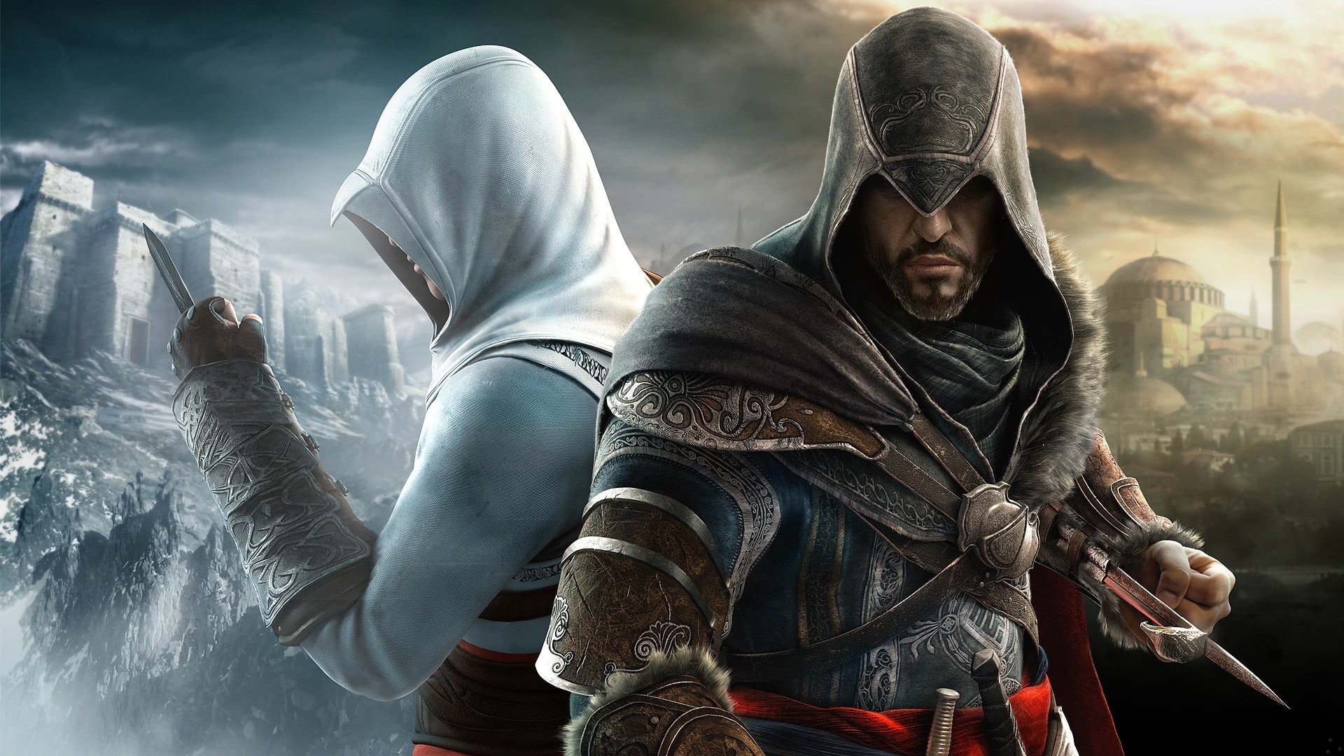 one Person, video games, mask, rivalry, work Helmet, mystery, war, Assassins Creed: Revelations, city, smoke - Physical Structure, s, low angle view, HD Wallpaper