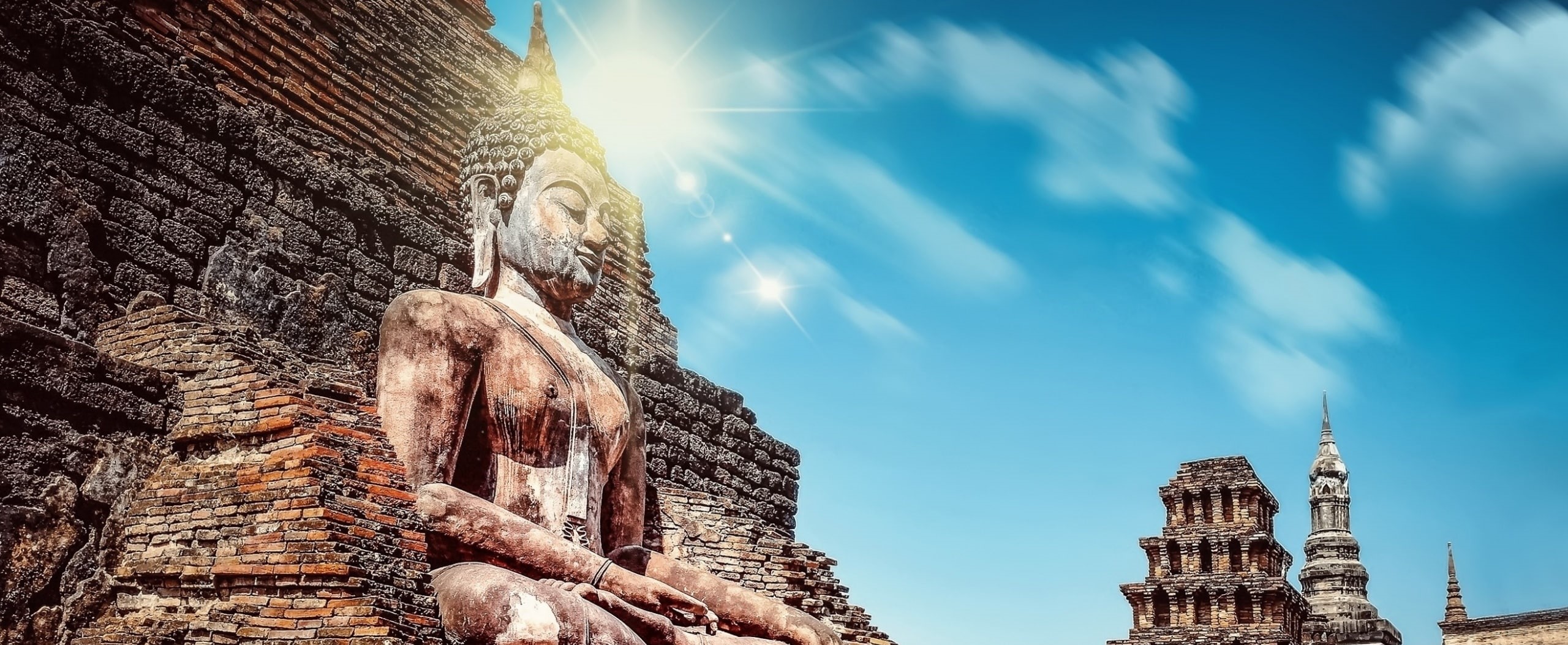 archaeology, Statue, tourism, sculpture, sky, place of worship, building exterior, the past, spirituality, Asia, 2K, Stone, Travel, gautama, ancient civilization, HD Wallpaper