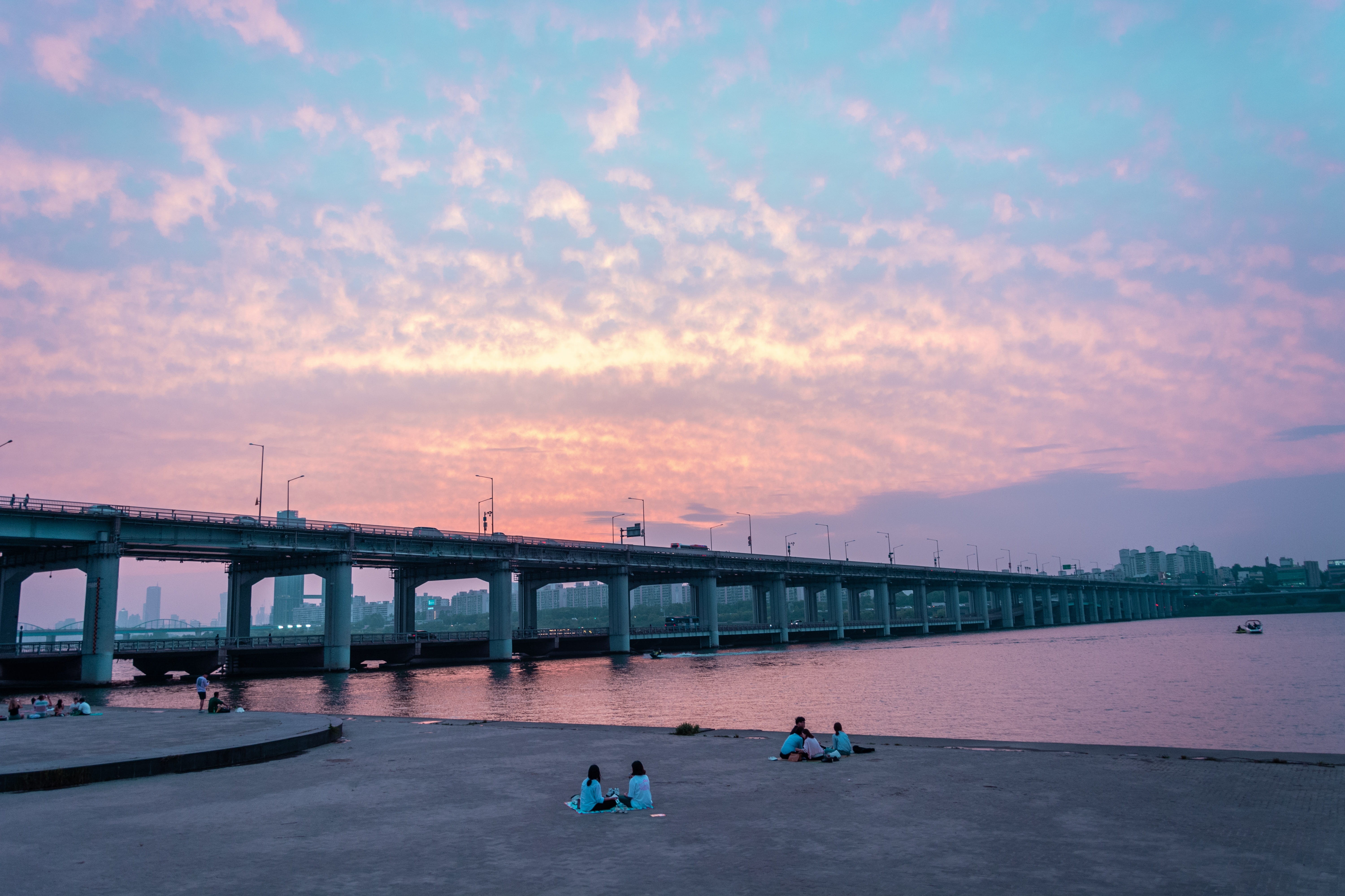engineering, tourism, lifestyles, architectural column, cloud - sky, sunset, transportation, korea, real people, eastern, traditional, large group of people, HD Wallpaper