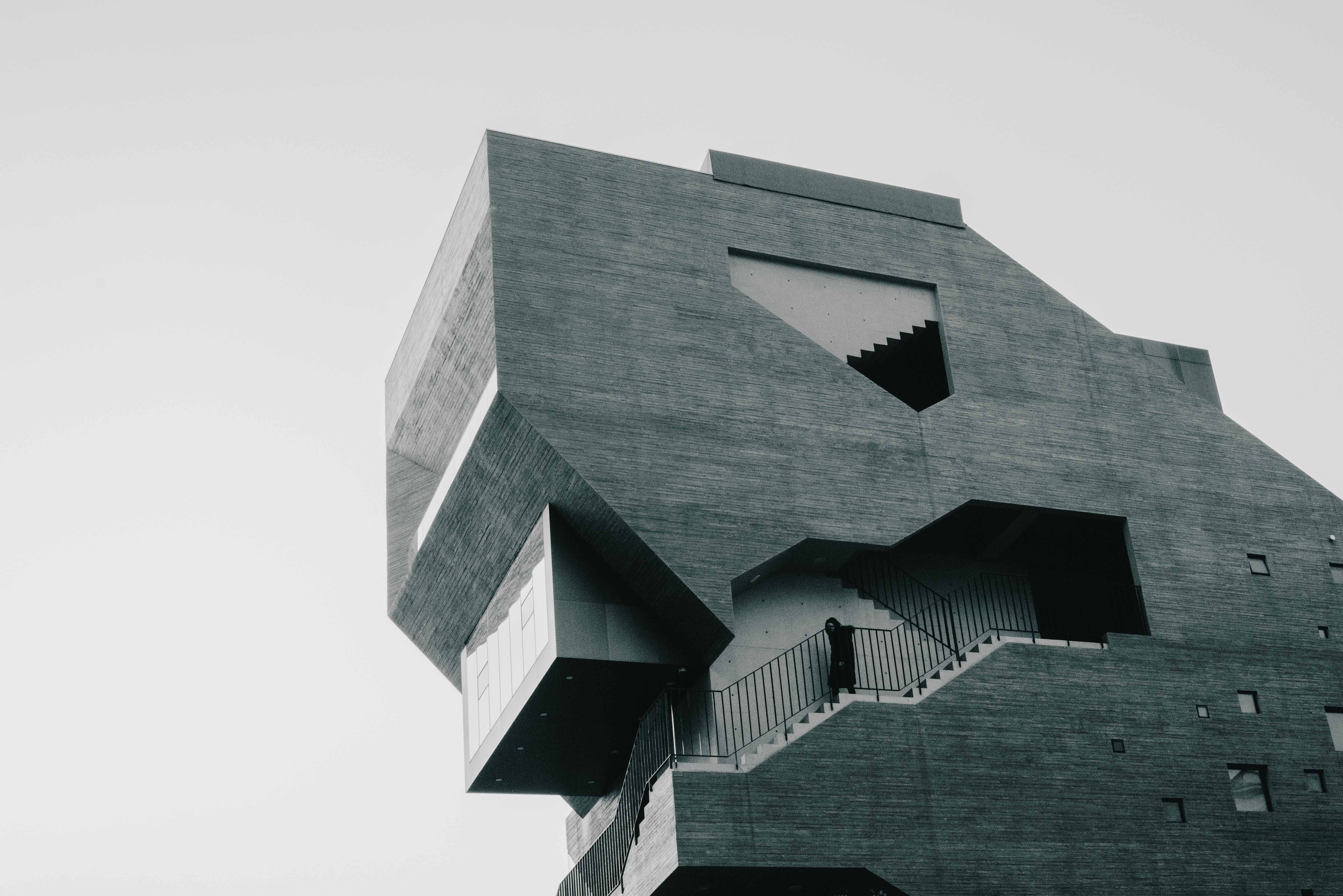 modern architecture, sky, daytimne, seoul, 5K, brutalism, railing, urban, city, built Structure, architecture, building, wall - Building Feature, HD Wallpaper