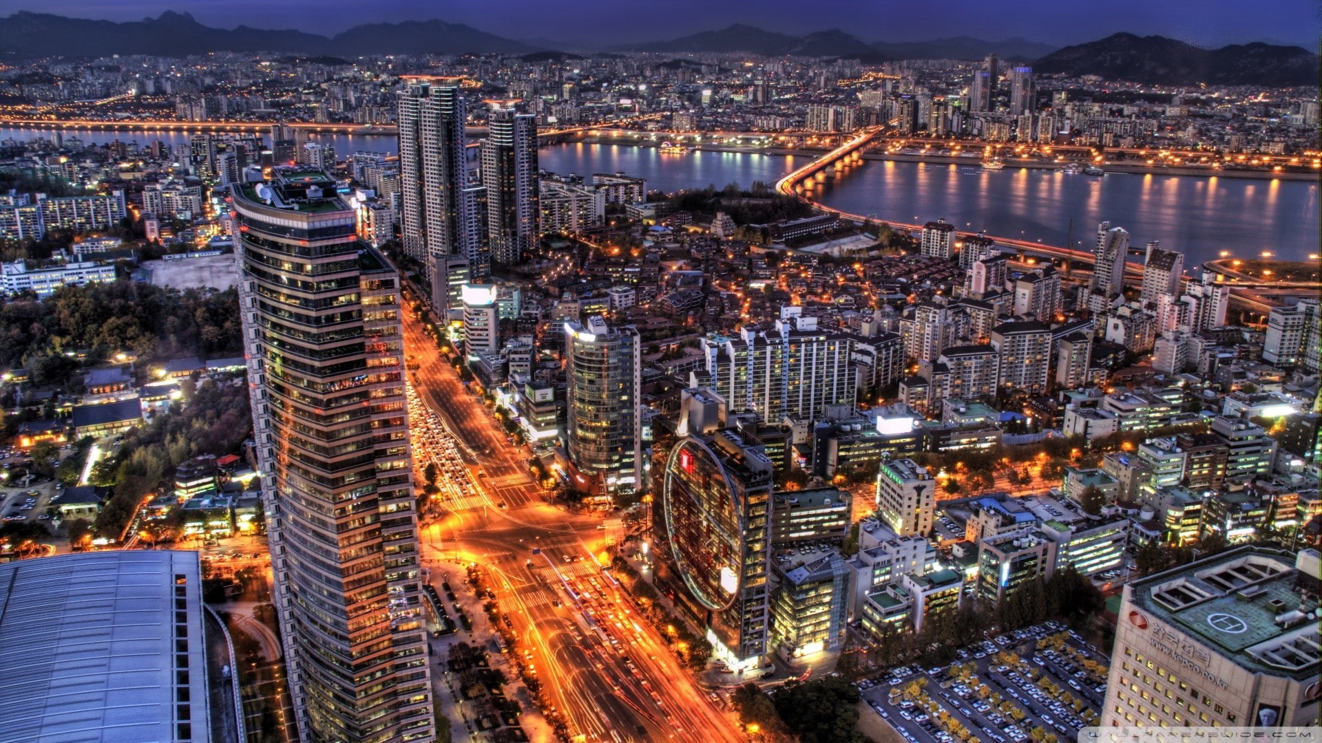 HDR, 1080P, landscape, skyscraper, Seoul, street, city, cityscape, HD Wallpaper