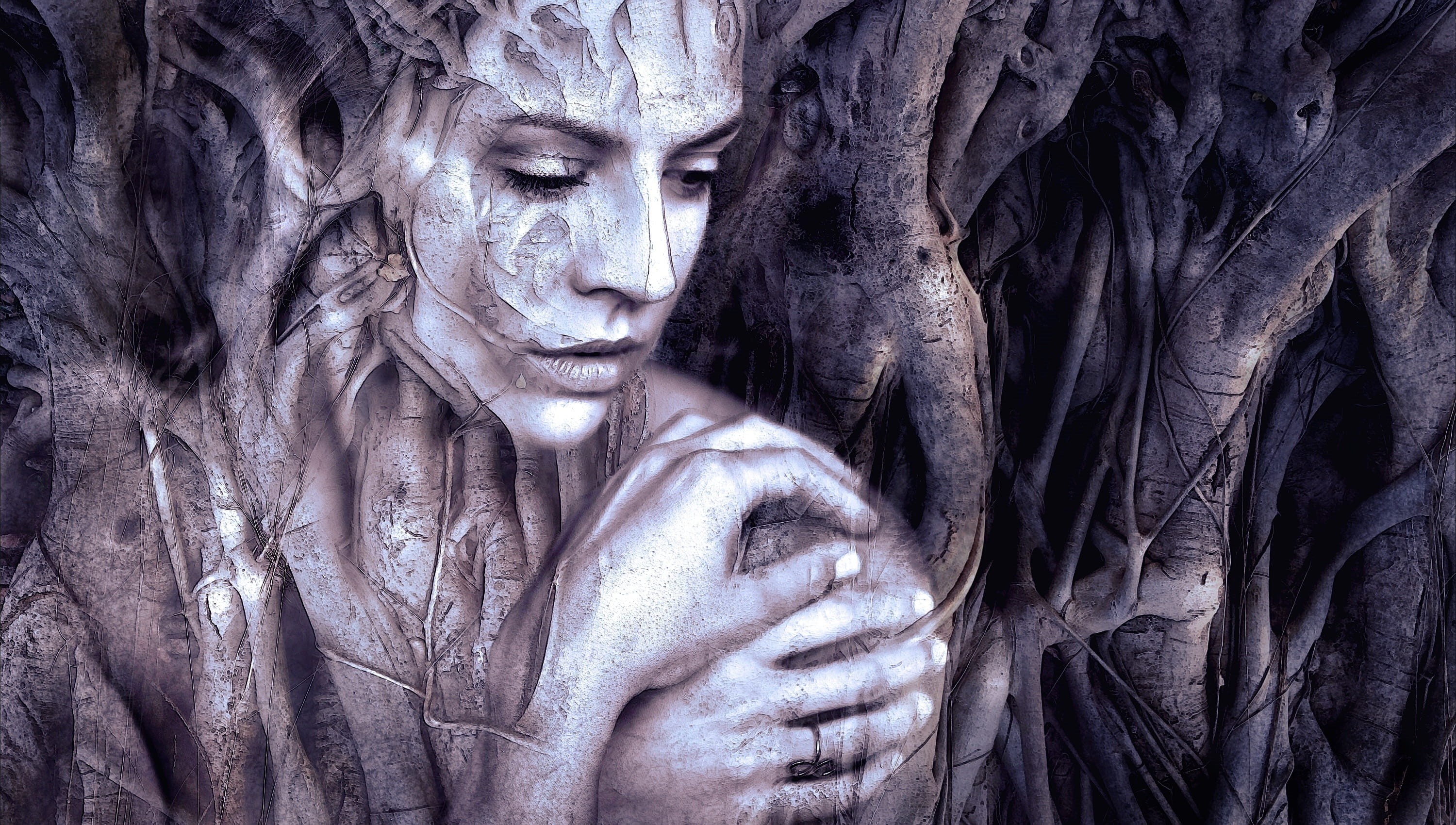 craft, beauty, female, young women, person, grace, representation, horror, pretty, aesthetic, girl, branch, trees, art and craft, branches, creativity, HD Wallpaper