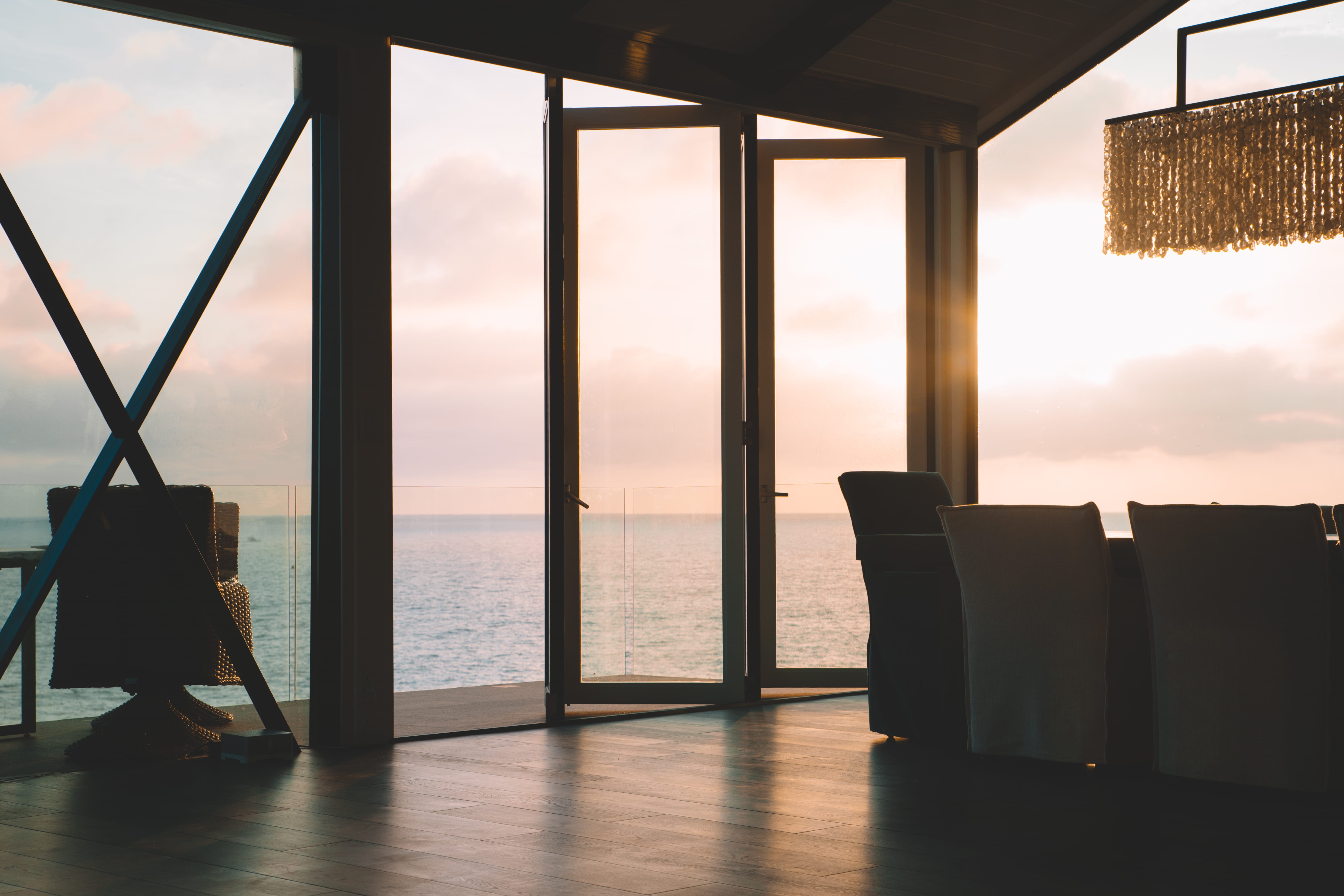 united states, beside, ocean, 5K, laguna beach, wooden, floor, door, glass, building, furniture, wood, glass - material, flooring, scenics - nature, transparent, HD Wallpaper
