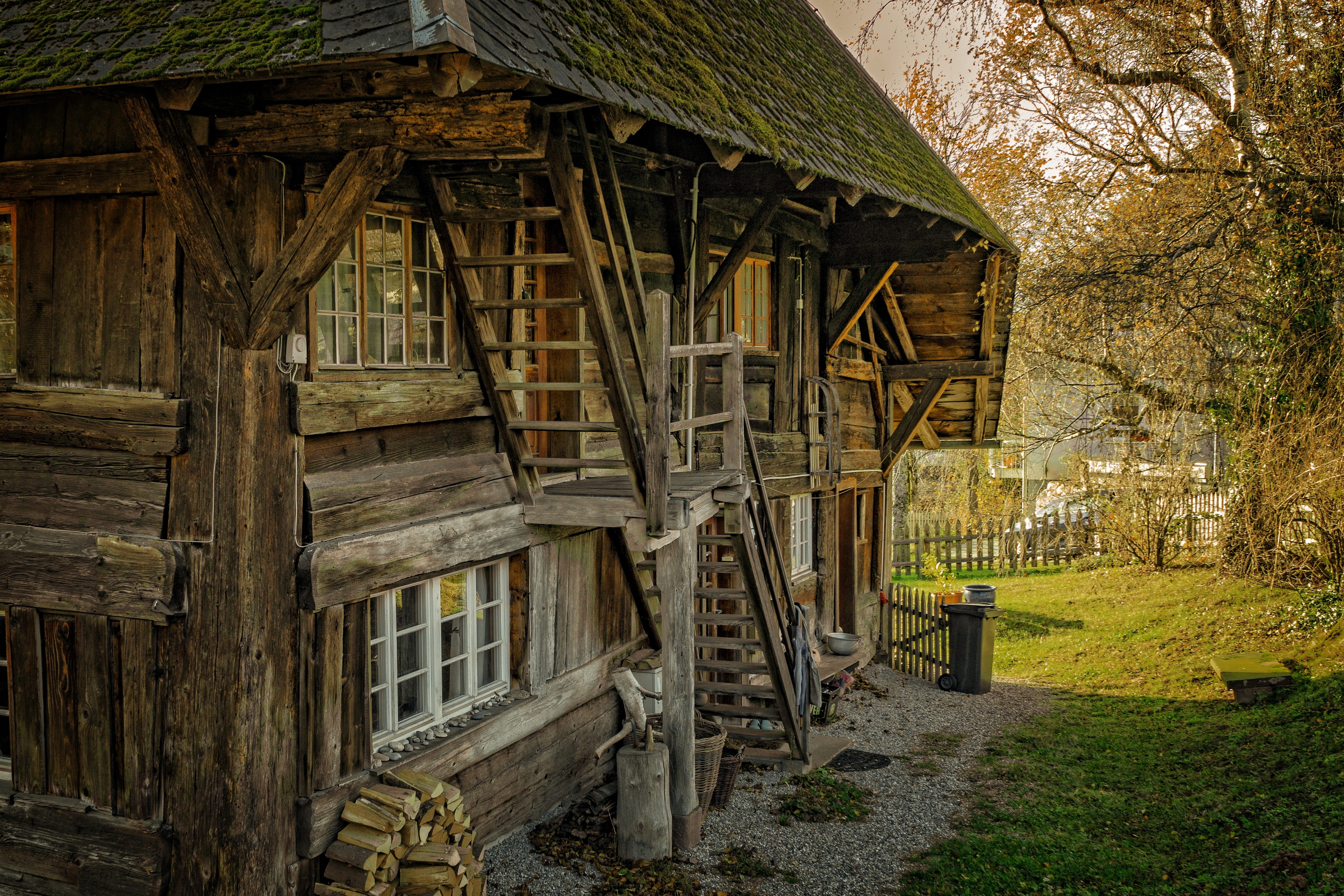 countryside, deterioration, wooden, ruined, residential district, house, vintage, leaves, building exterior, trees, decline, brown, wooden cabin, damaged, HD Wallpaper