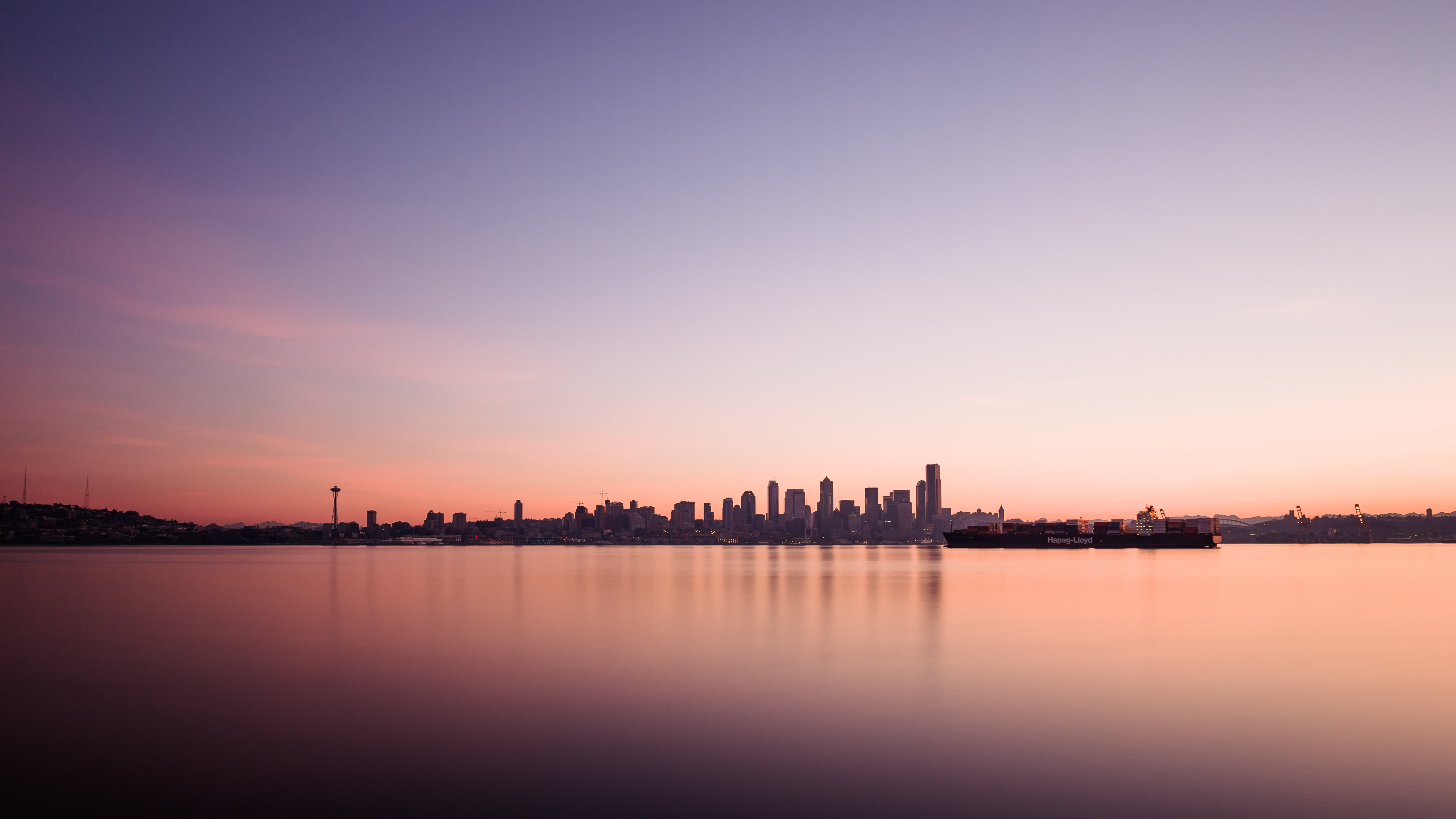 washington, sunrise, water, architecture, colorful, reflection, city, 70mm, seattle, Canon EOS 5D Mark III, sunset, 5K, beside, buildings, sky, Canon EF, HD Wallpaper