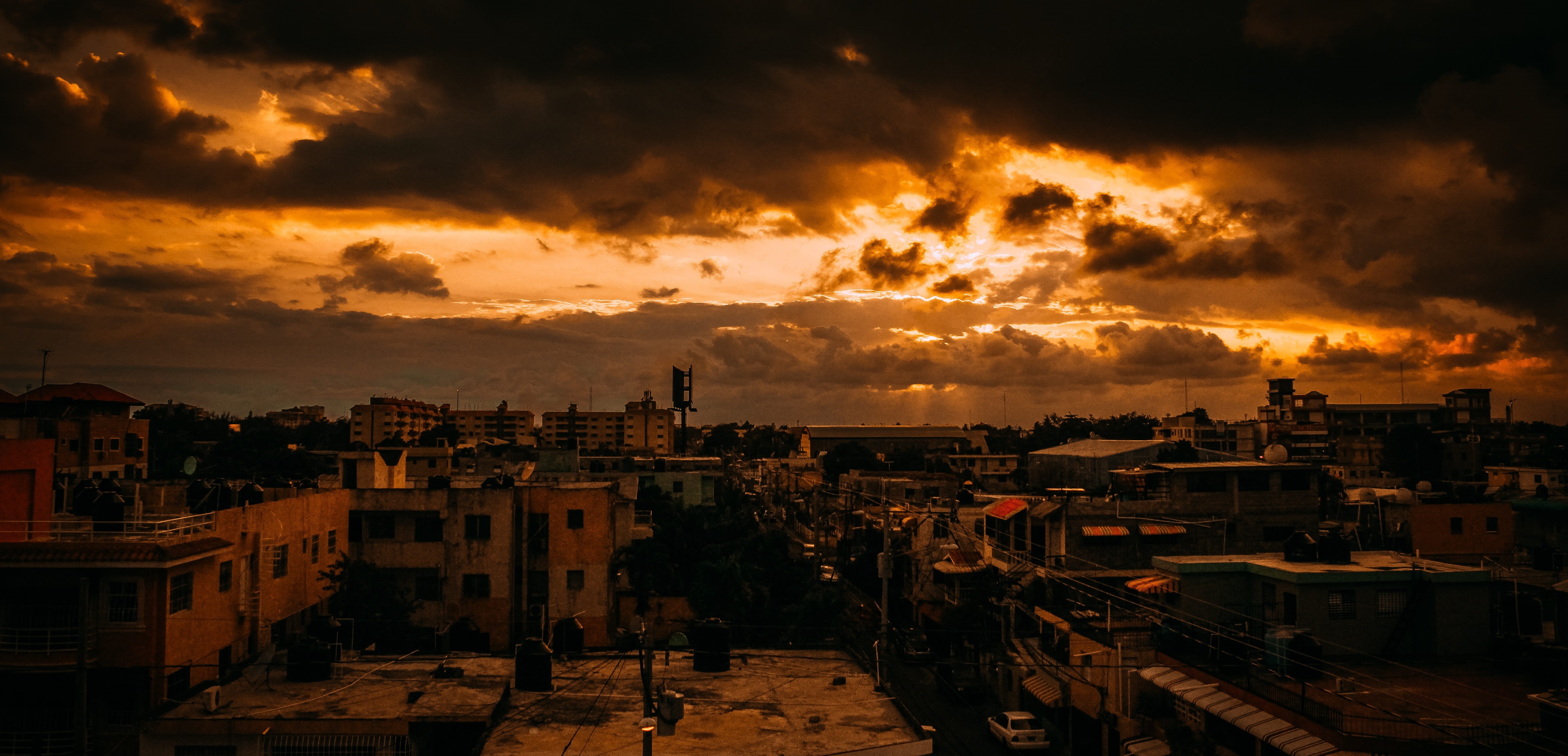 architecture, nature, cloudy, the light of the sun, cloud - sky, radiation, night side, at night, fern, backlight, sea, 5K, cityscape, sunset, urban Scene, HD Wallpaper