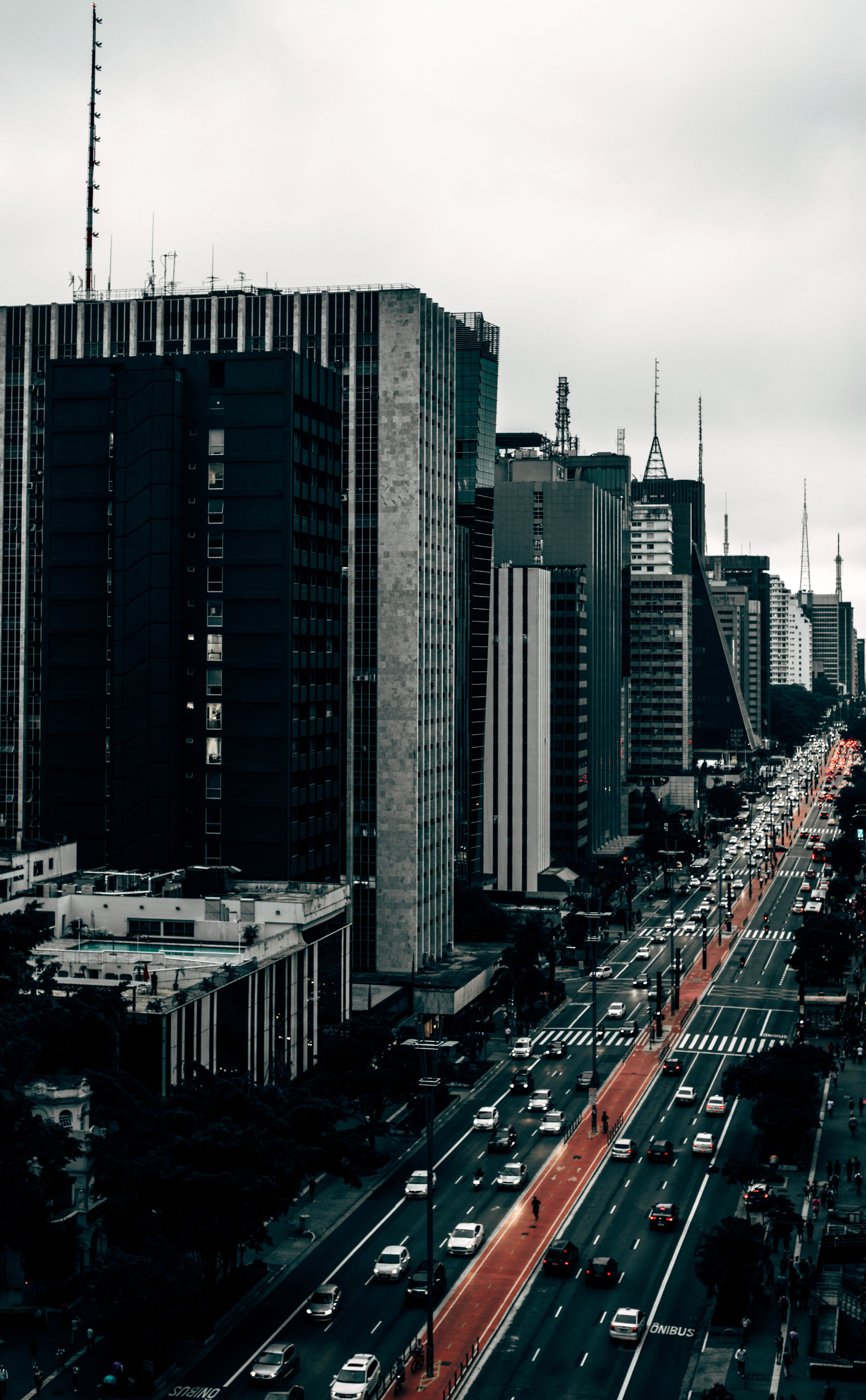 sao, city Life, road, photos, new York City, street, paulo, architecture, 5K, office building exterior, mode of transportation, outdoors, traffic, building, Phone HD Wallpaper