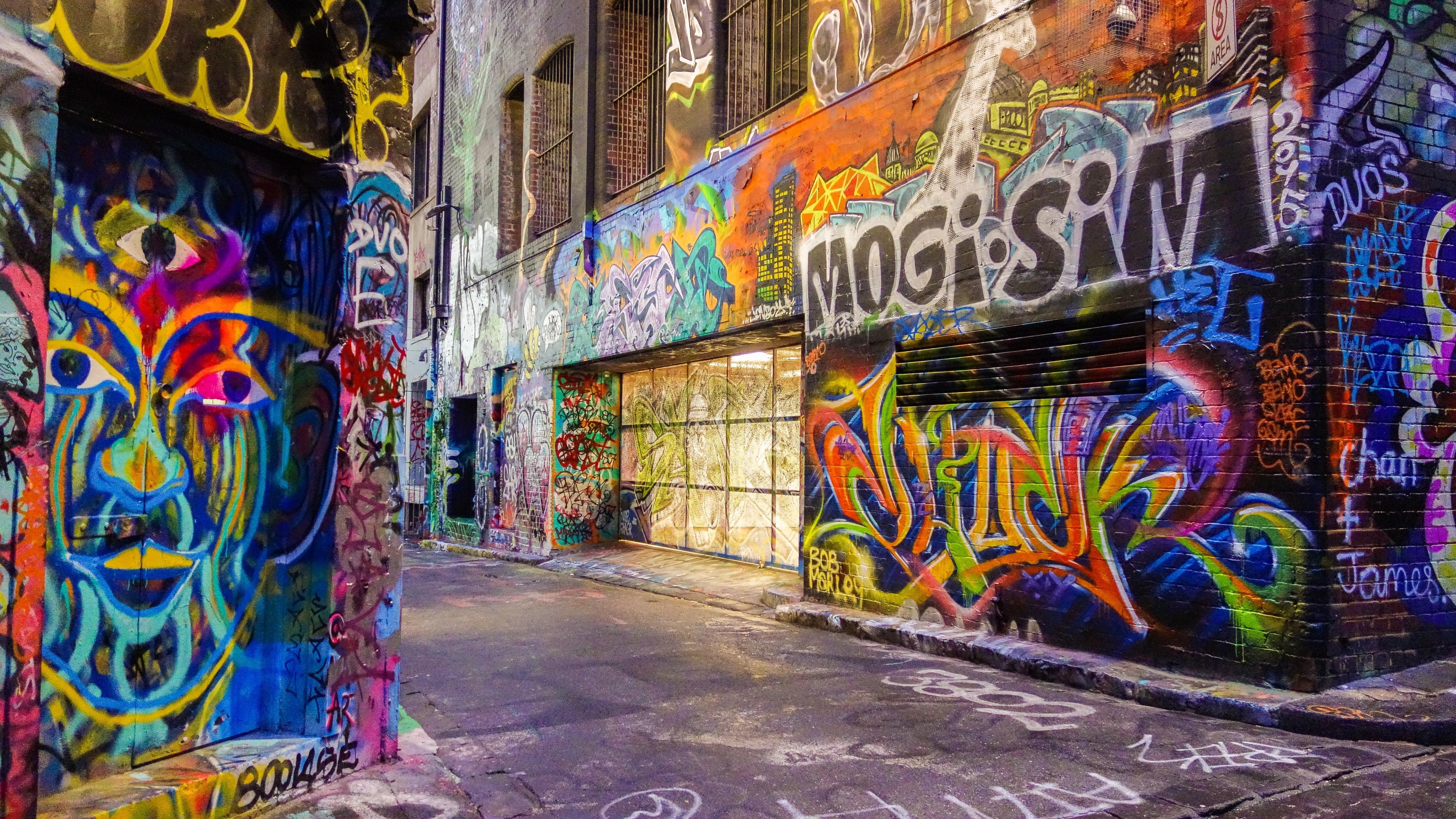 5K, vandal, colorful, wall - building feature, wall, building, scribble, street, urban, text, city, wall art, craft, color, pattern, architecture, art and craft, HD Wallpaper