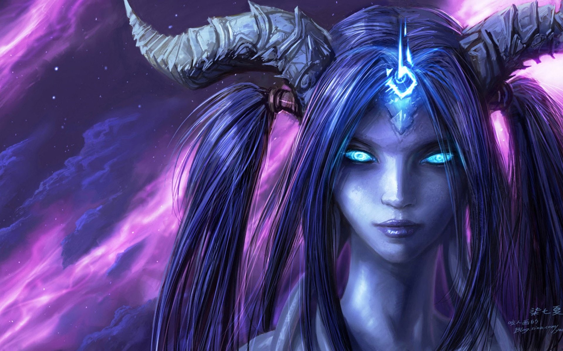 World Of Warcraft, Girl, Blue Eyes, Fantasy, Demon, 1080P, Face, Horns, Draenei (World Of Warcraft), Woman, Warcraft, HD Wallpaper