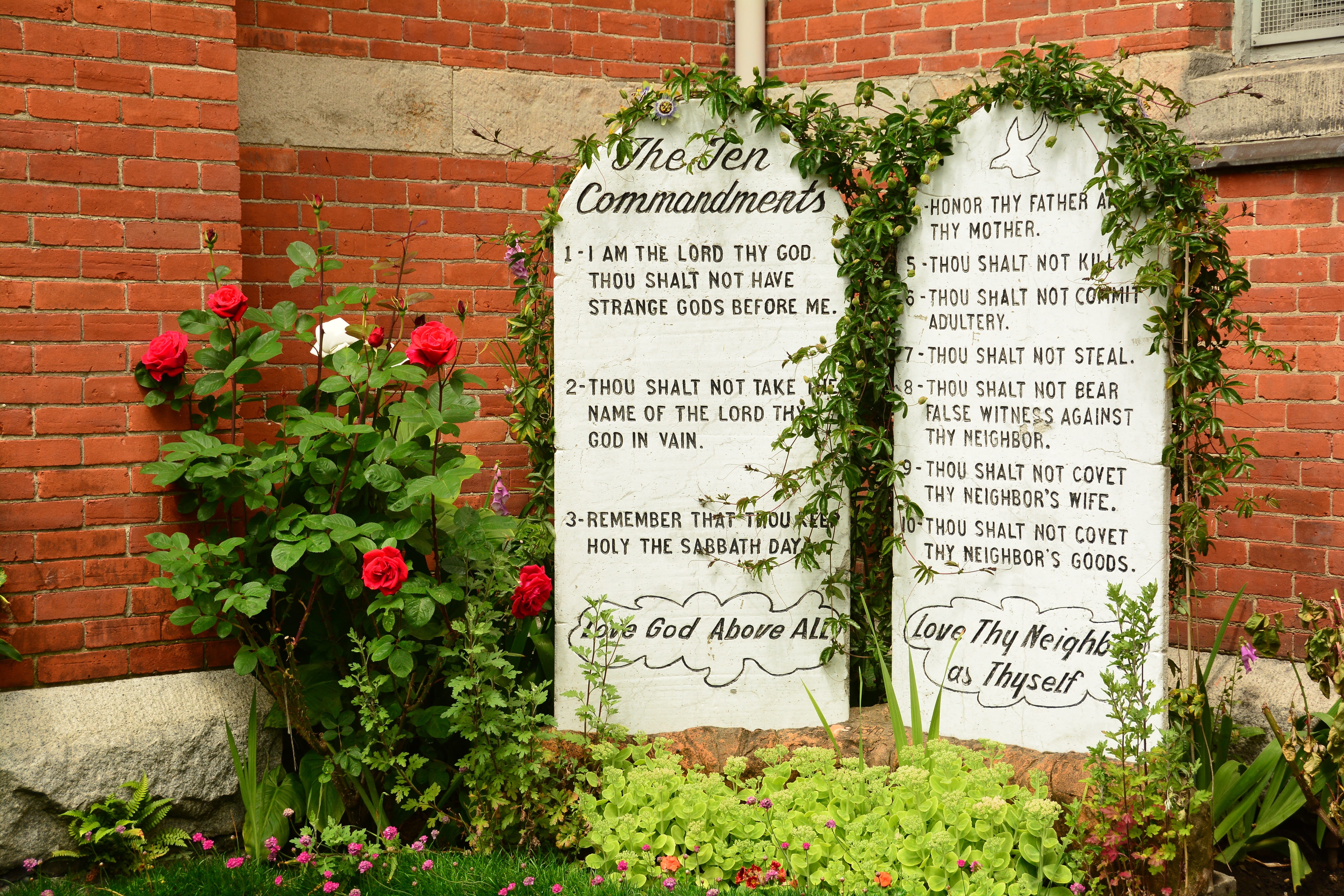 nature, christian, moses, text, 5K, stone, communication, guidance, built structure, growth, ethics, instructions, red, freshness, wall, ten, church, flower, HD Wallpaper
