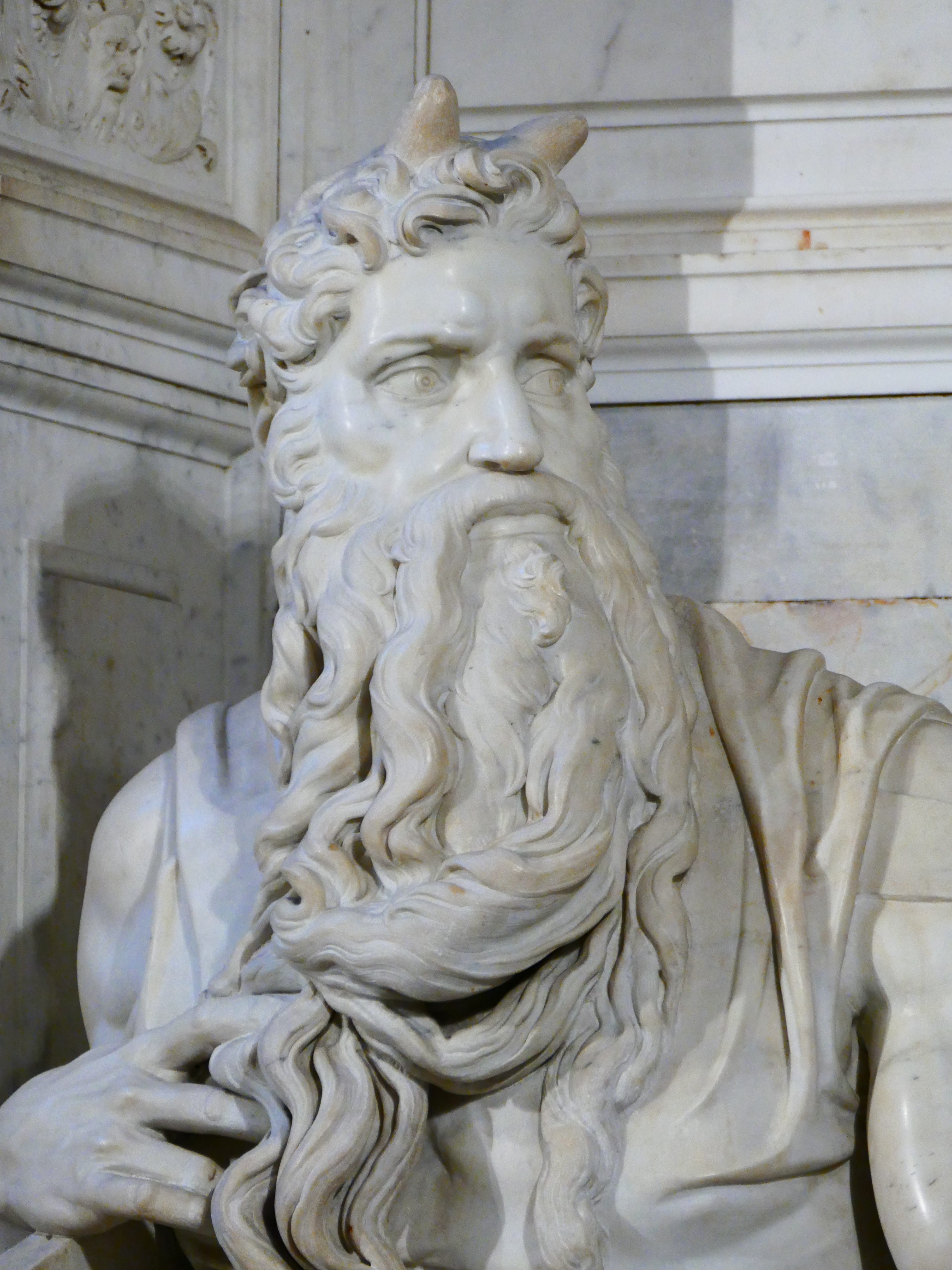 human representation, sculpture, europe, travel destinations, san pietro in vincoli, history, Horned, tomb, 4K, close-up, built structure, Moses, monument, Phone HD Wallpaper