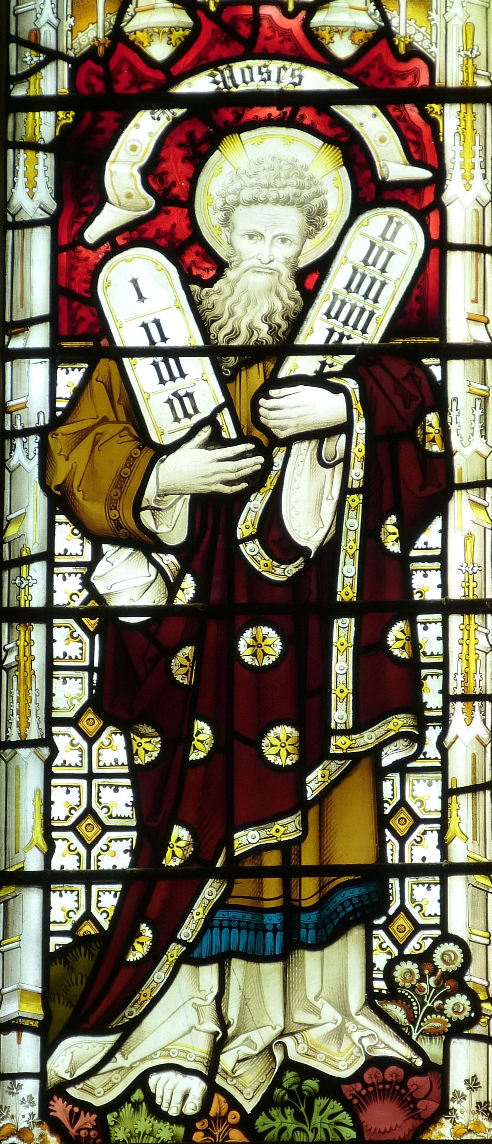church, male likeness, creativity, representation, decor, glass, female likeness, architecture, ten commandments, human representation, day, stained glass window, Phone HD Wallpaper