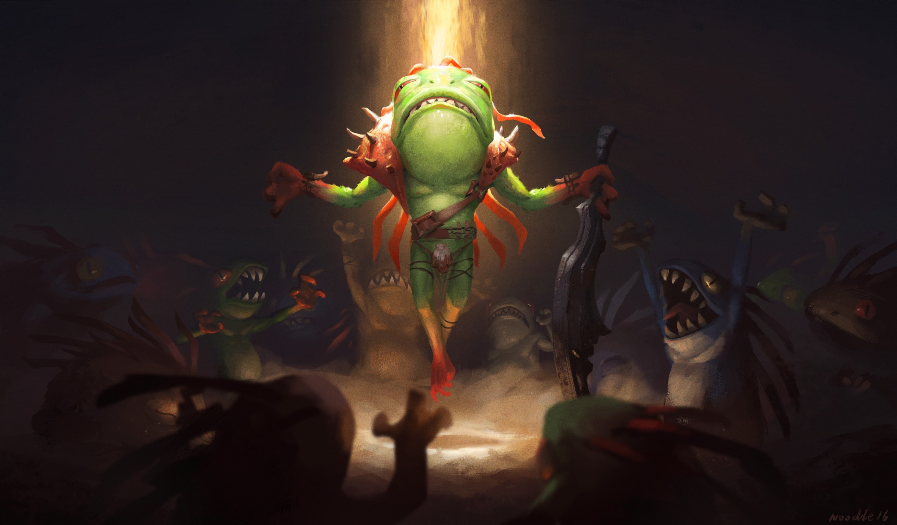 Murlocs, digital art, artwork, fantasy art, Hearthstone: Heroes of Warcraft, video games, 2K, HD Wallpaper
