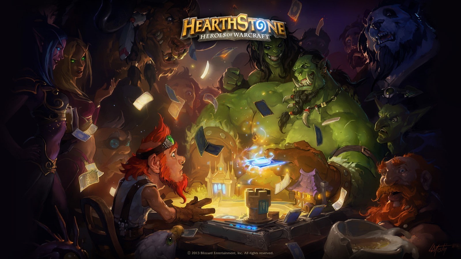 artwork, creativity, 720P, fire, concept art, Blizzard Entertainment, Hearthstone: Heroes of Warcraft, digital art, Hearthstone, illuminated, representation, HD Wallpaper