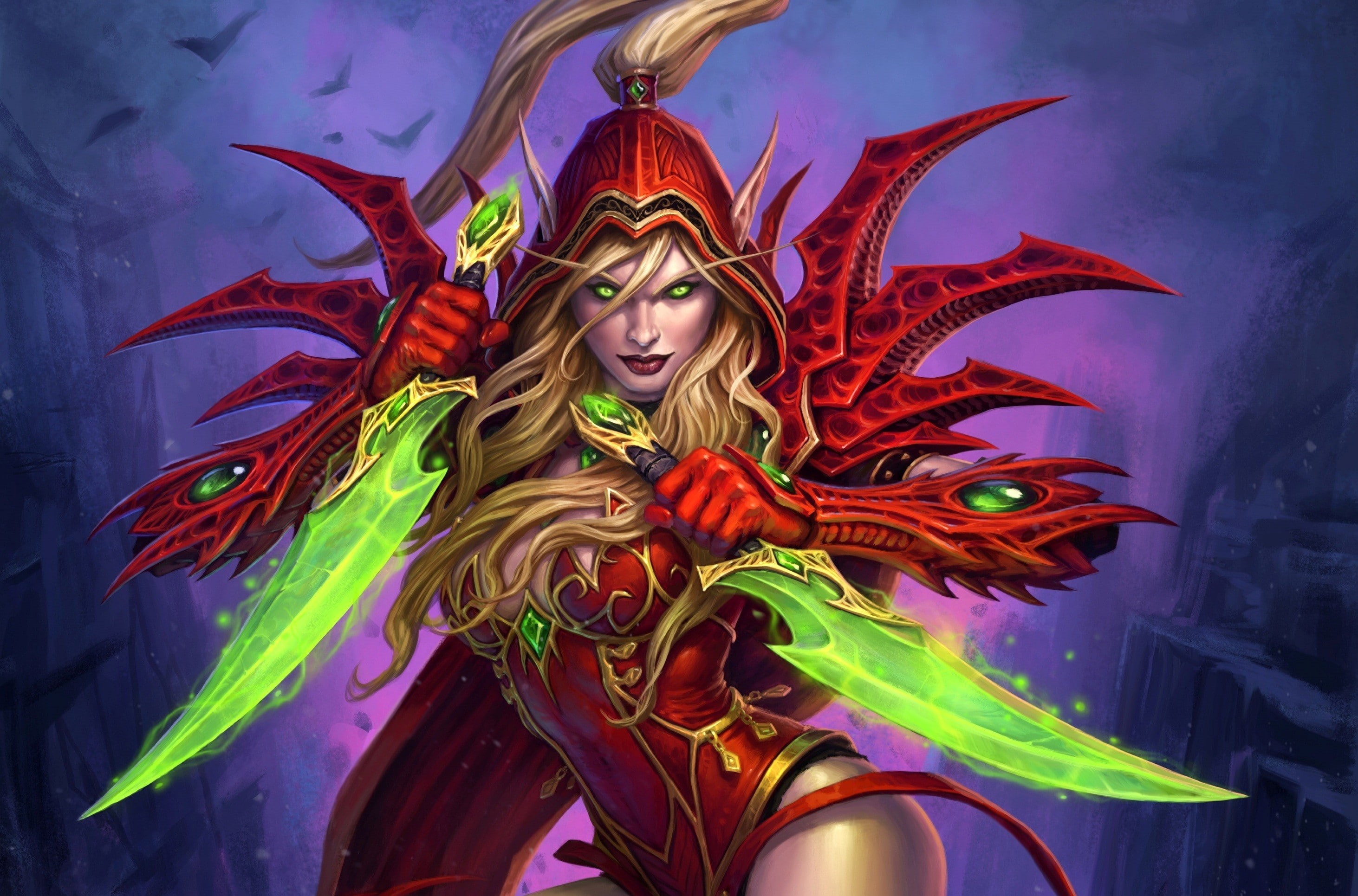 green, warcraft, green eyes, 2K, hearthstone: heroes of warcraft, heroes, eyes, hearthstone, valeera sanguinar, sanguinar, valeera, HD Wallpaper