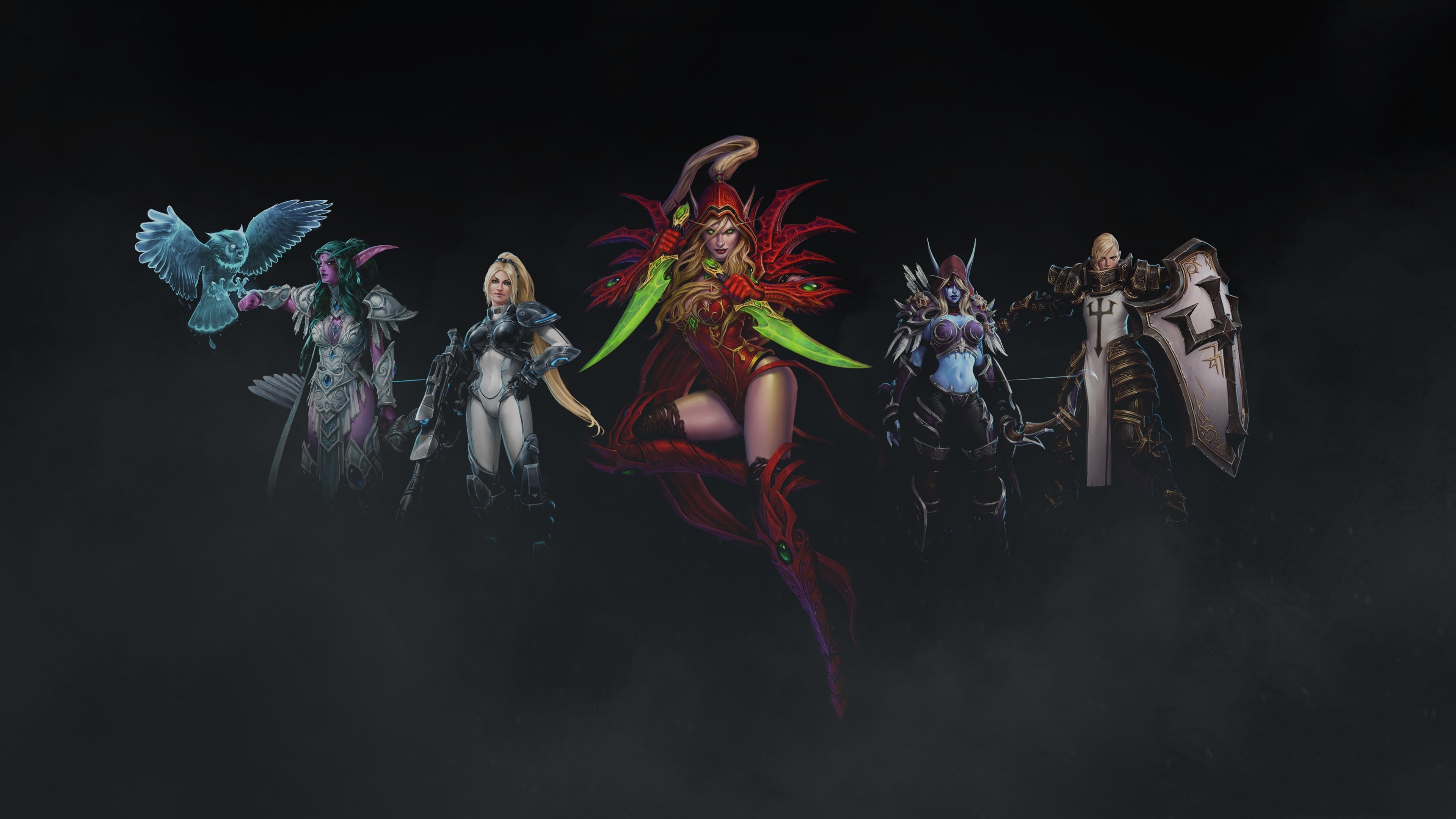 tyrande, sylvanas, x, windrunner, war, Sylvanas, 4K, video, Valeera, Heroes Of The Storm, 3840x2160 px, px, games, Johanna, hd, art, Windrunner, Nova, HD Wallpaper