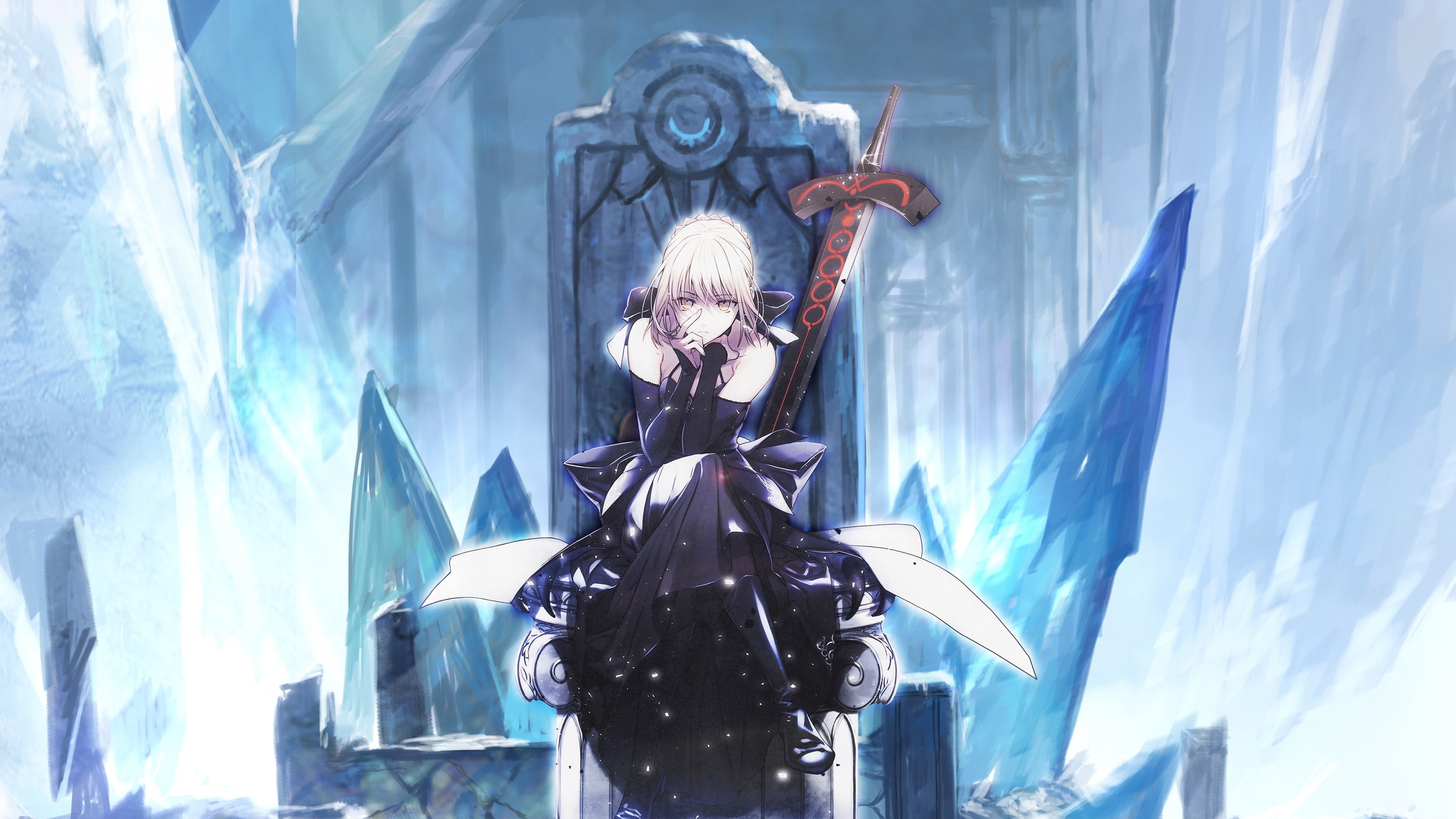 skill, 2K, standing, nature, front view, outdoors, Saber, short hair, day, anime girls, yellow eyes, anime, weapon, architecture, arts culture and entertainment, HD Wallpaper