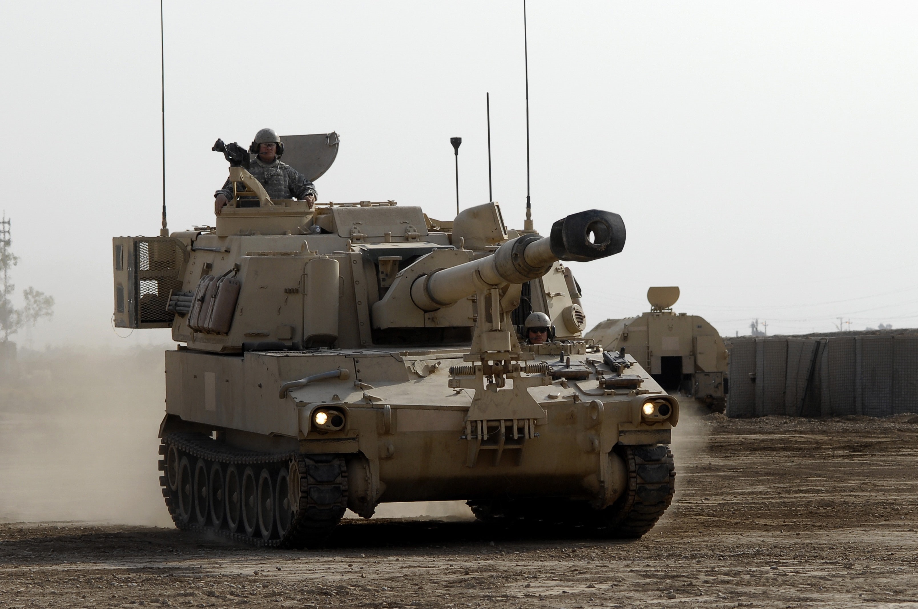 military, occupation, protection, armed forces, gun, safety, sky, government, security, army soldier, weapon, nature, tank, land vehicle, 2K, Paladin, HD Wallpaper