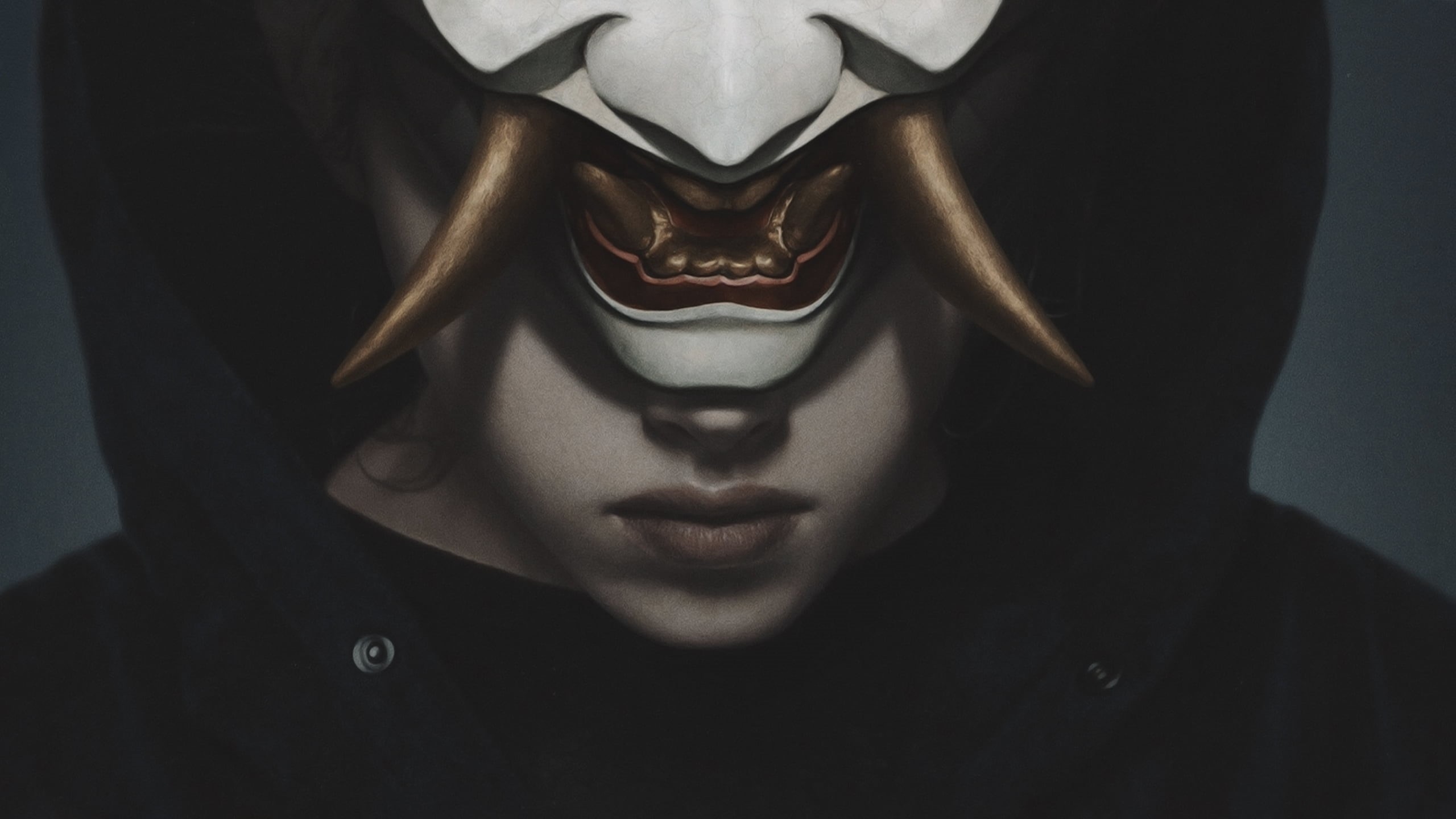 digital art, 2K, mask, Yuri Shwedoff, oni mask, HD Wallpaper