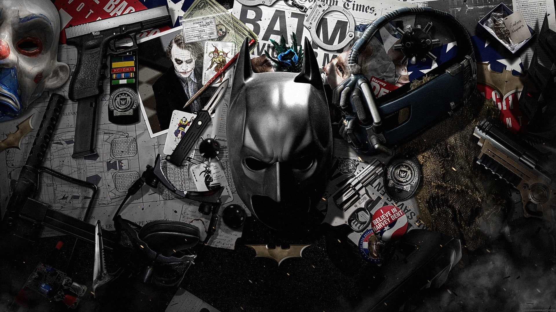 garage, MessenjahMatt, knife, auto repair shop, no people, work tool, gun, choice, transportation, machinery, cards, mechanic, abundance, for sale, Batman, HD Wallpaper