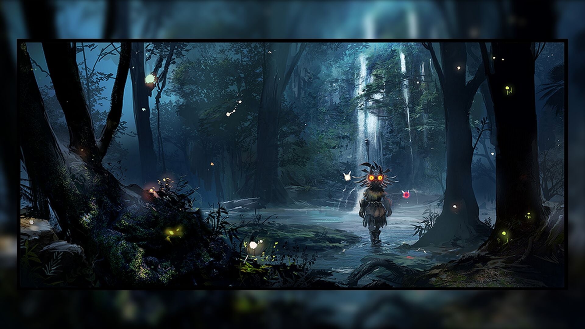 artwork, tree, growth, water, two people, night, adult, built structure, The Legend of Zelda: Majoras Mask, video games, people, architecture, leisure activity, HD Wallpaper