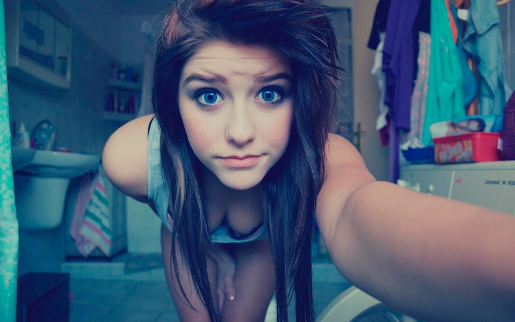 girls, Cute, Blue, eyes, 720P, Teen, HD Wallpaper