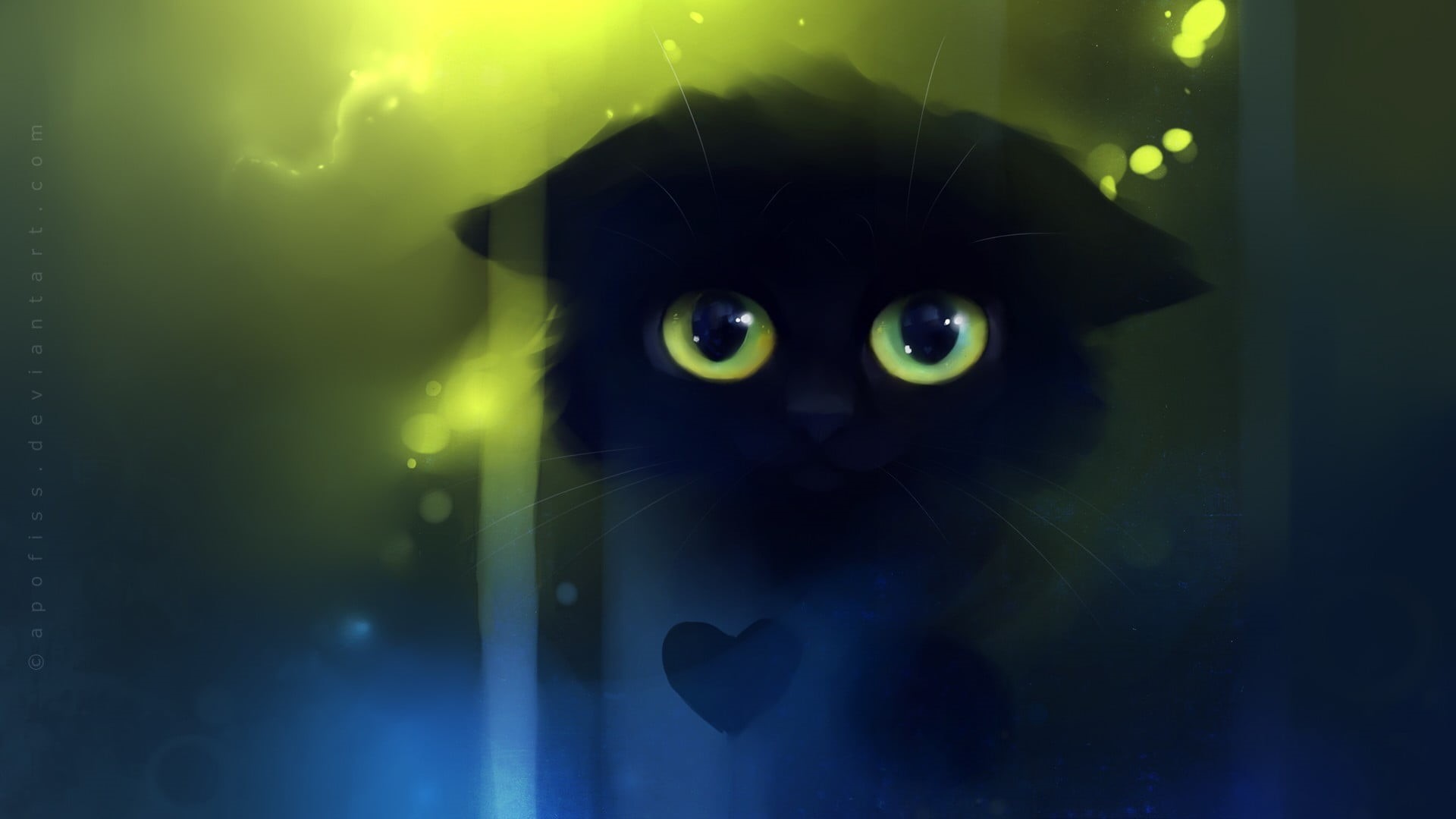eye, vertebrate, looking at camera, digital composite, cat, front view, illuminated, whisker, Apofiss, no people, 1080P, domestic, animal themes, feline, HD Wallpaper