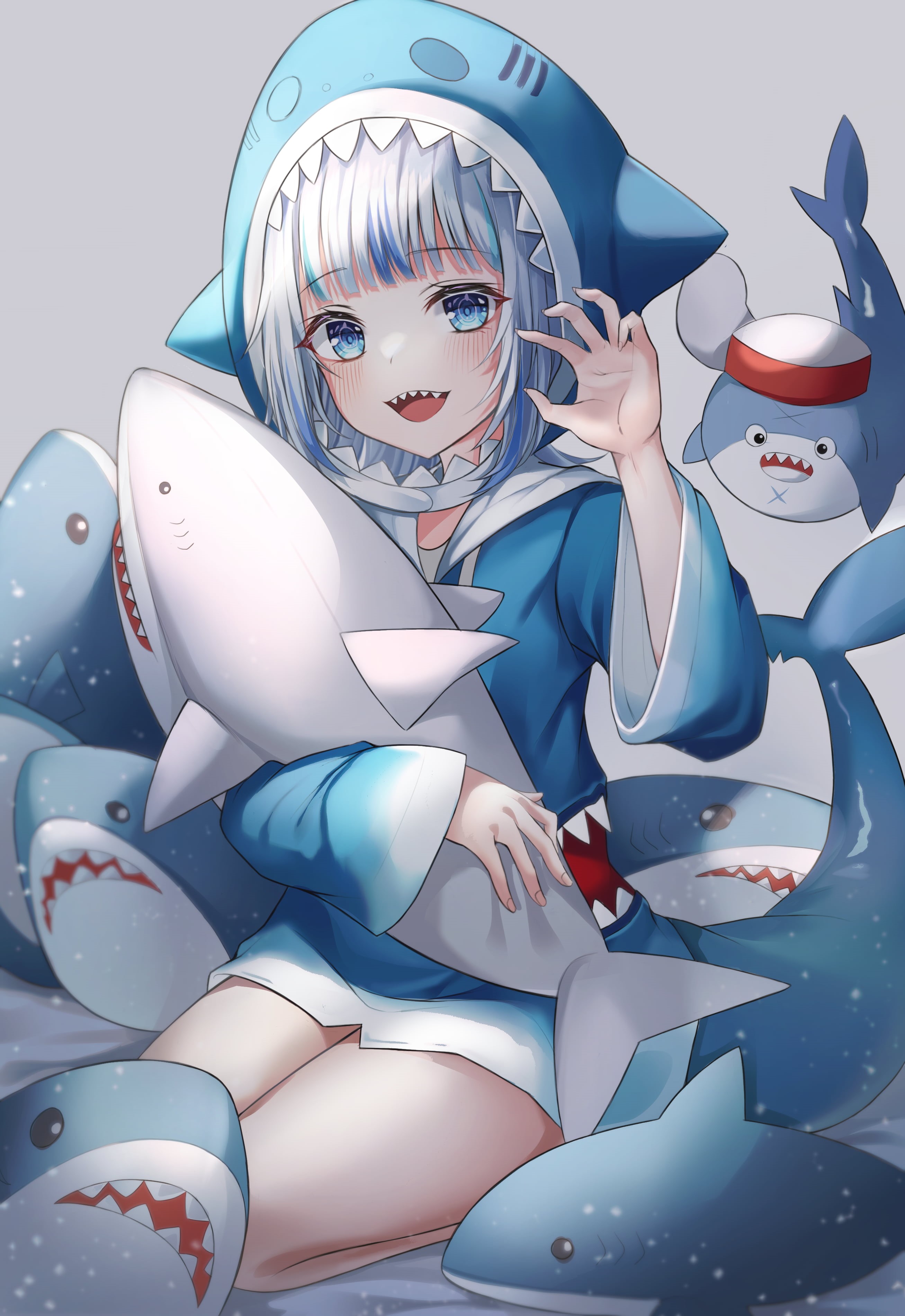 Hololive, anime, Gawr Gura, Danyo, Virtual Youtuber, 2K, anime girls, Phone HD Wallpaper