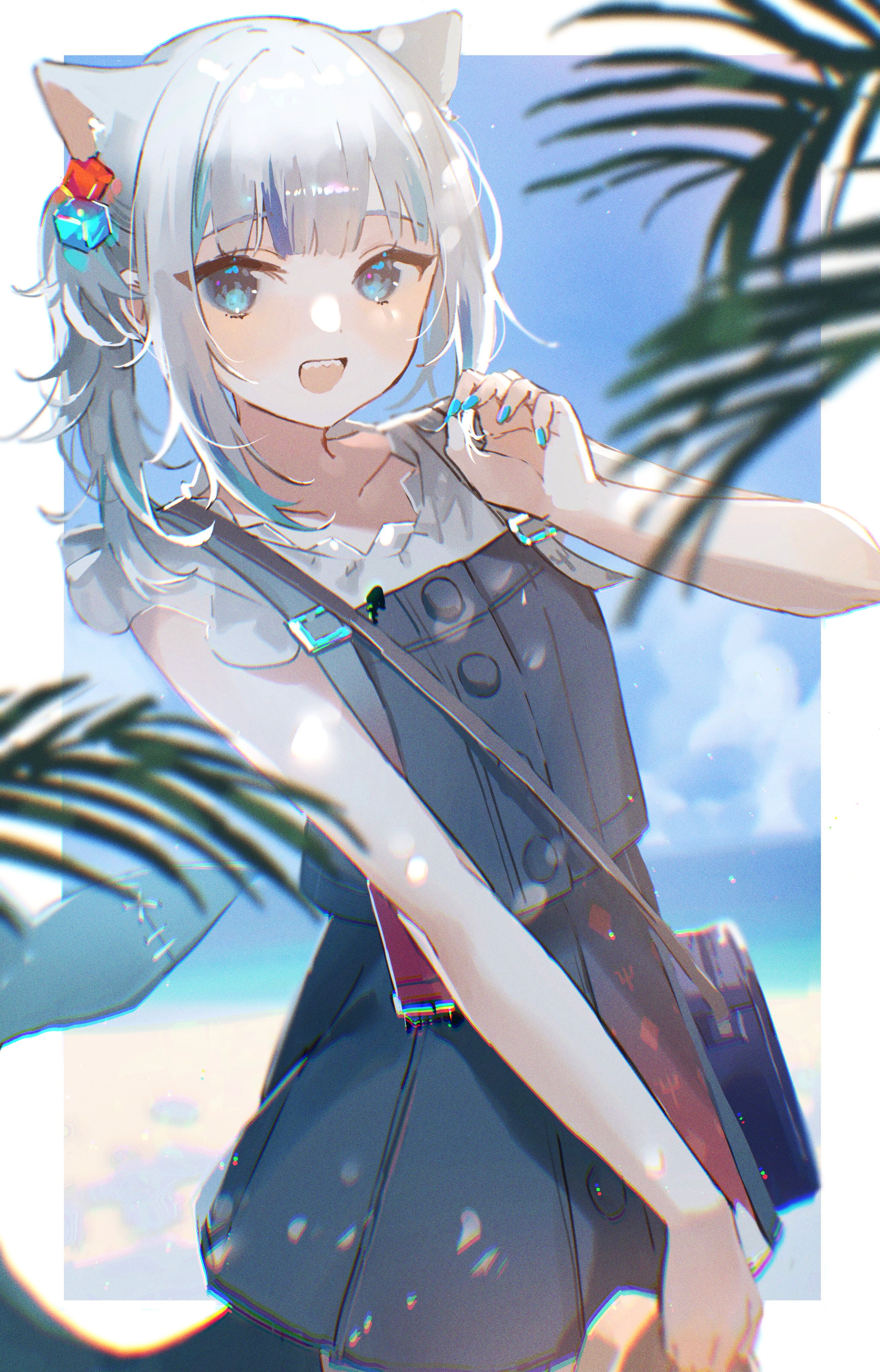 Oyuyu, anime girls, Hololive, Gawr Gura, anime, 4K, Phone HD Wallpaper