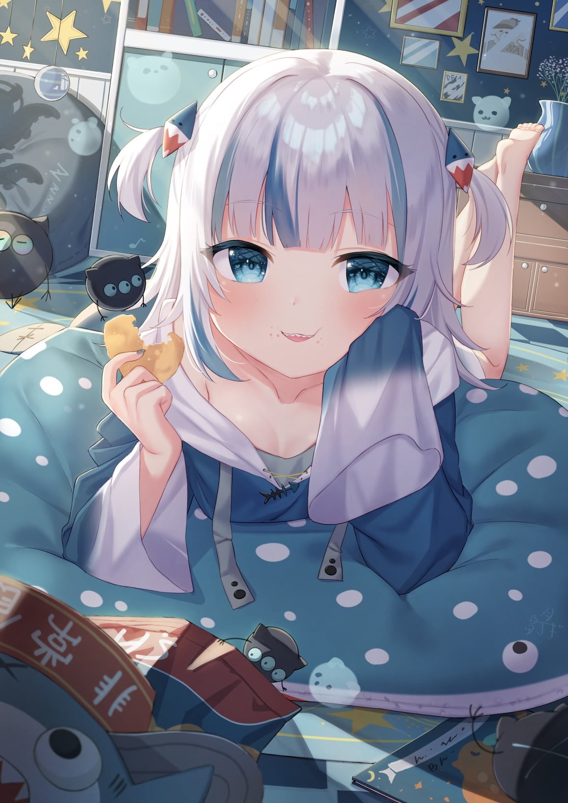 Hololive, Tsukiman, anime girls, Virtual Youtuber, anime, Gawr Gura, 720P, Phone HD Wallpaper
