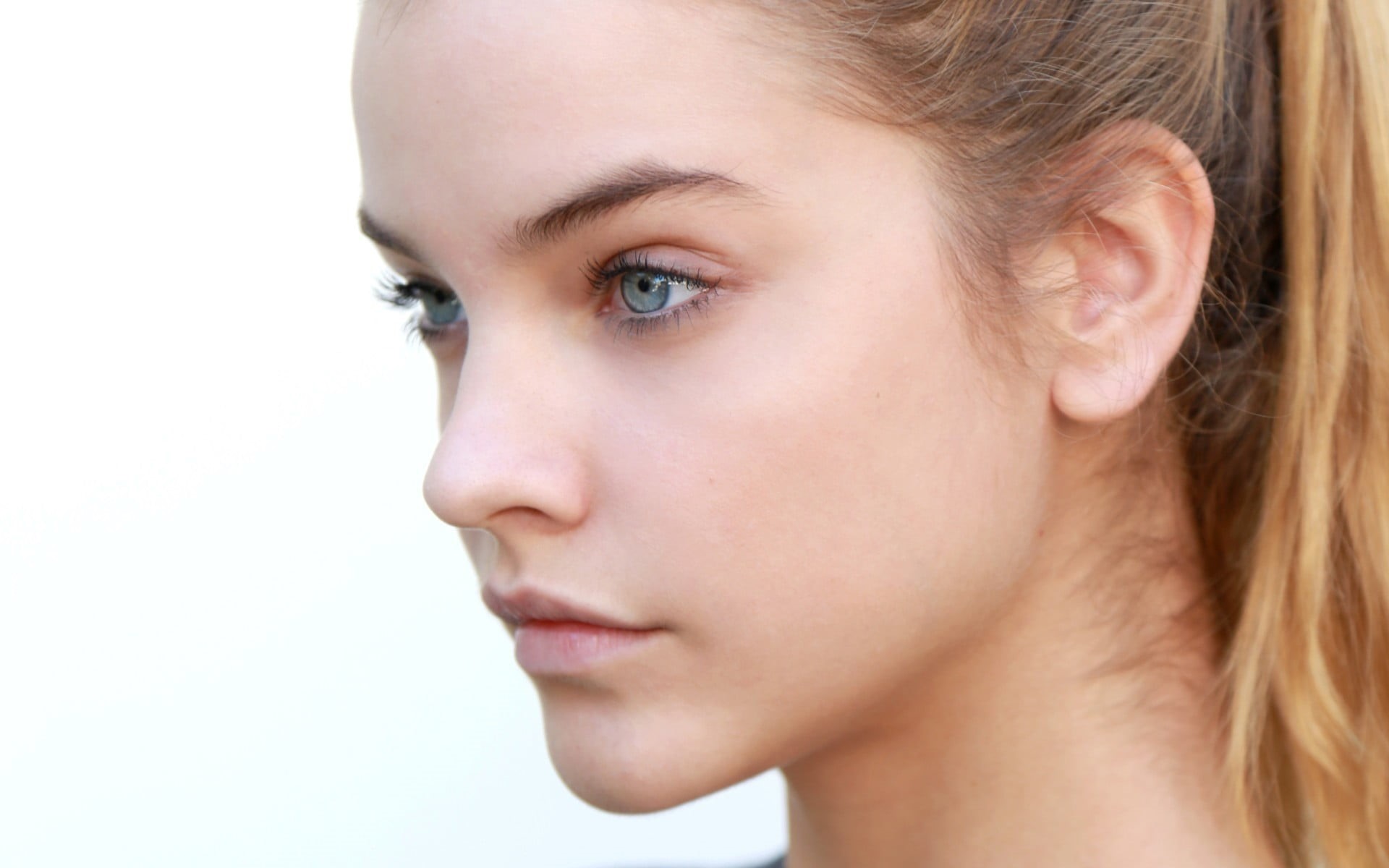 close-up, profile view, brunette, human face, hair, Barbara Palvin, contemplation, one person, body part, blue eyes, beautiful woman, young adult, looking, HD Wallpaper