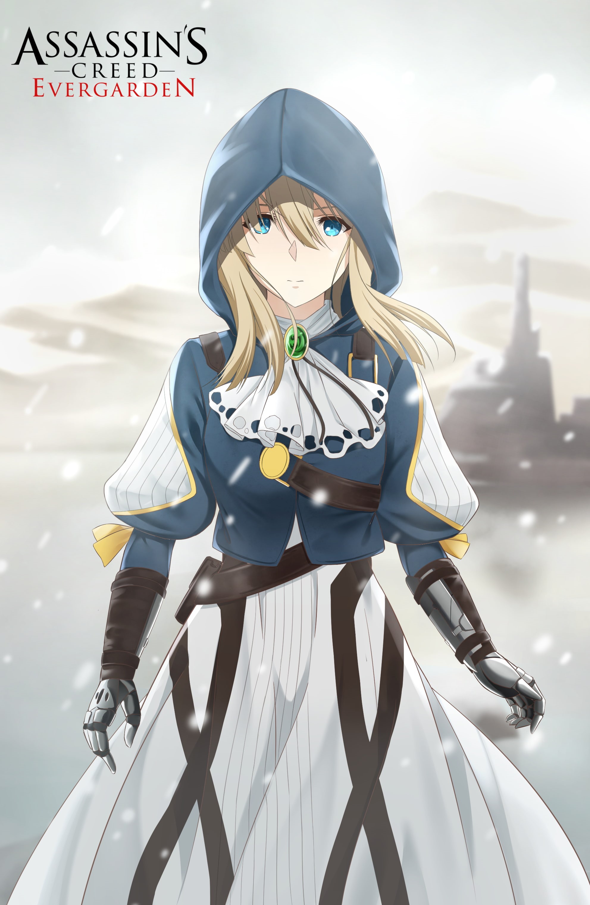 Assassins Creed, 2K, blue eyes, Violet Evergarden, anime girls, blonde, Phone HD Wallpaper