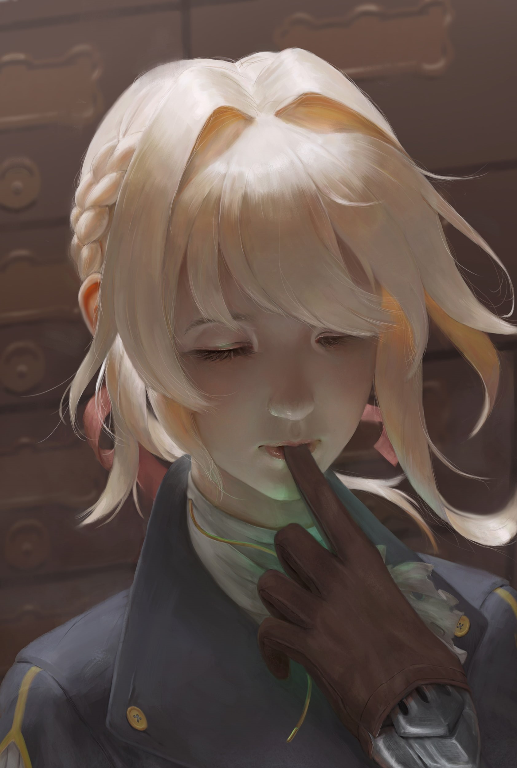 blonde, Violet Evergarden, anime, 1080P, closed eyes, anime girls, Phone HD Wallpaper