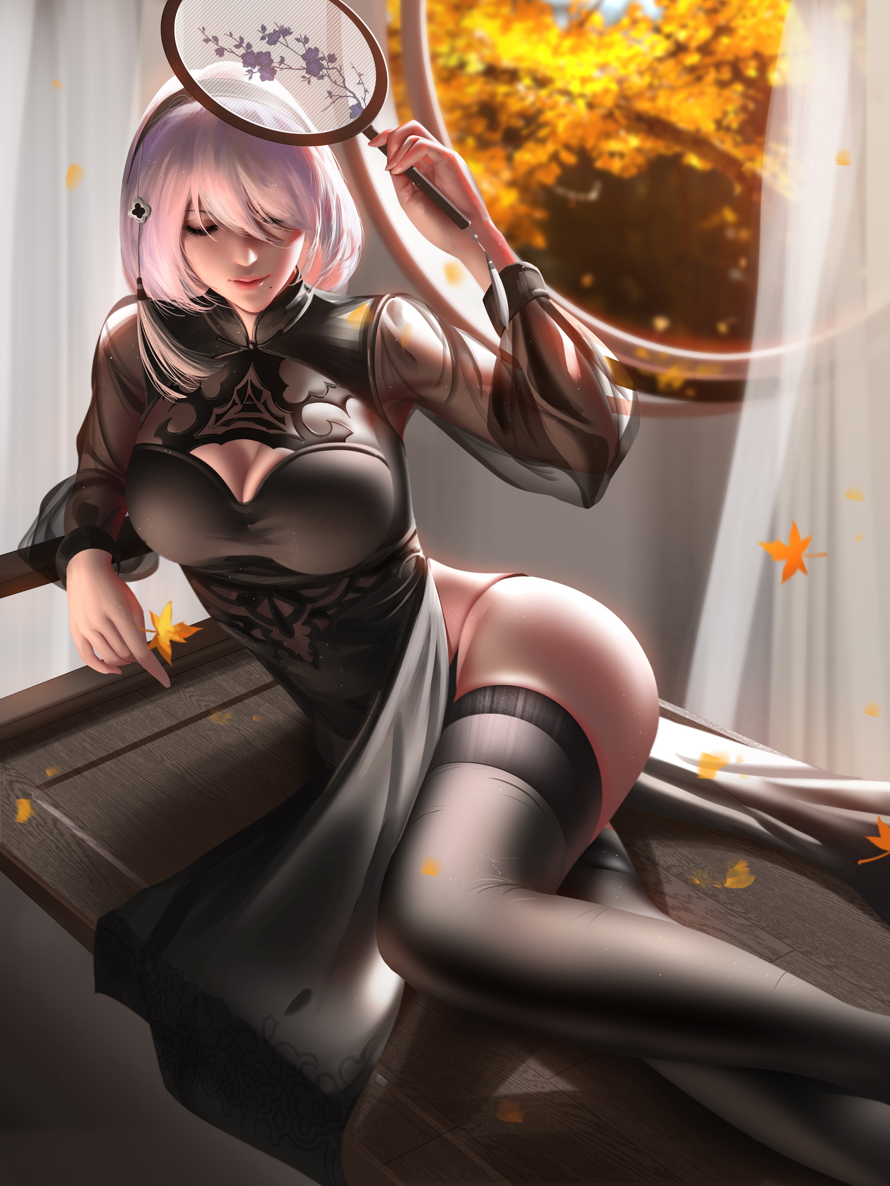 video game characters, video game girls, 4K, video games, digital art, Liang Xing, fan art, drawing, 2B, Liang-Xing, NieR, illustration, Phone HD Wallpaper