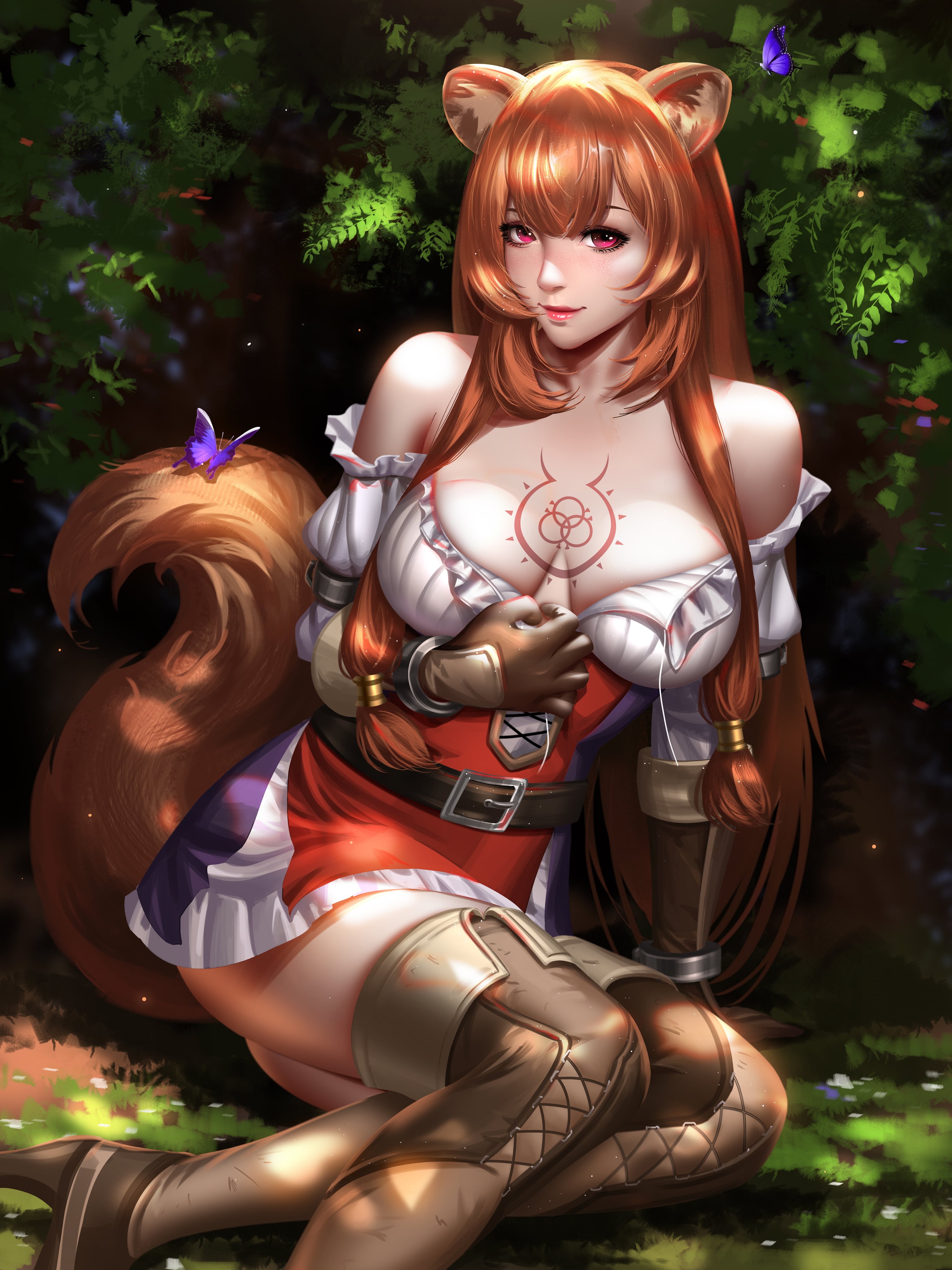 anime, digital art, looking at viewer, anime girls, Tate no Yuusha no Nariagari, illustration, 4K, Liang Xing, Liang-Xing, Raphtalia, drawing, fan art, Phone HD Wallpaper