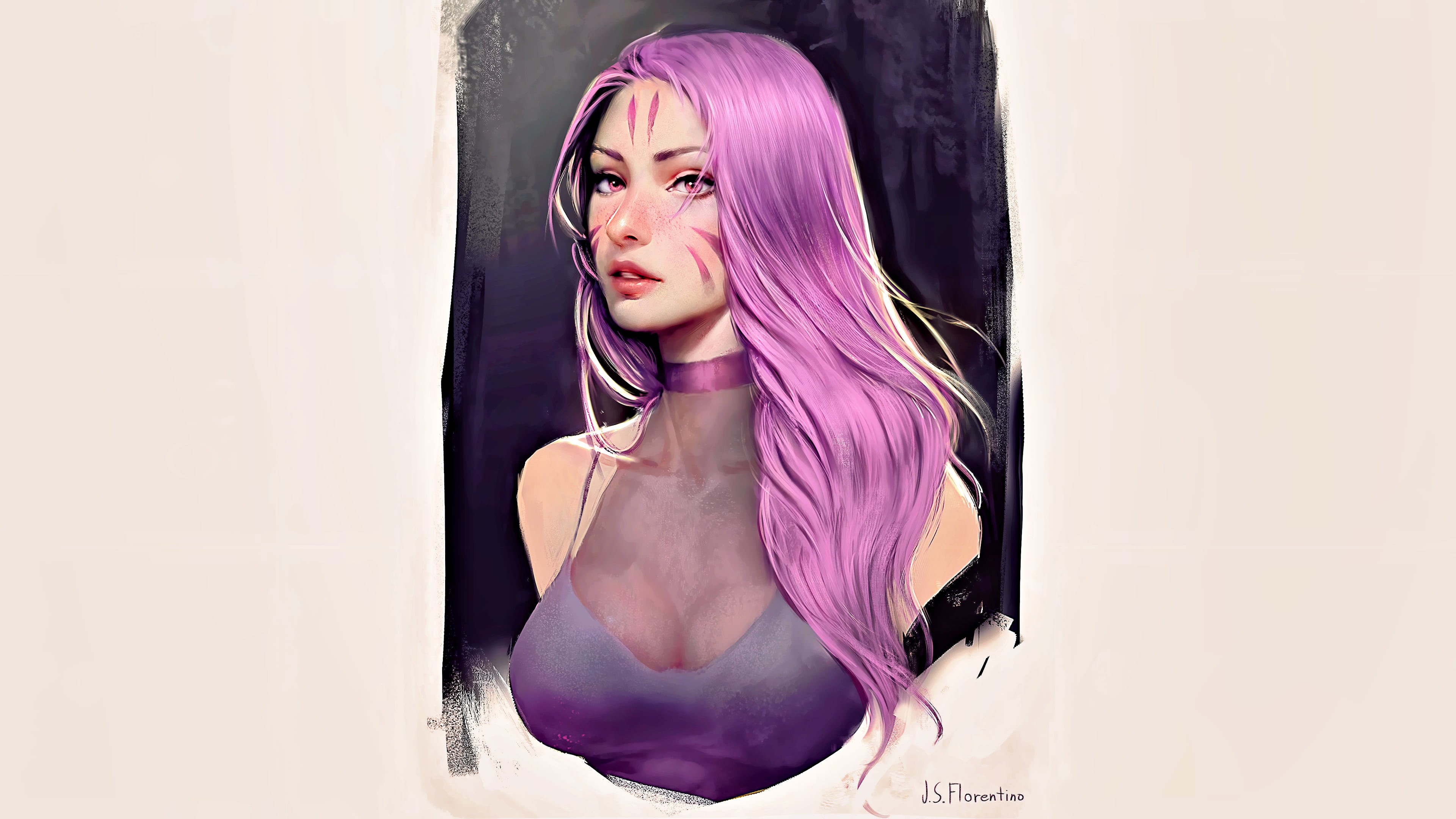 concept art, portrait, face, side view, long hair, digital art, fan art, fantasy girl, artwork, women, science fiction, 3D, 4K, CGI, realistic, fantasy art, HD Wallpaper