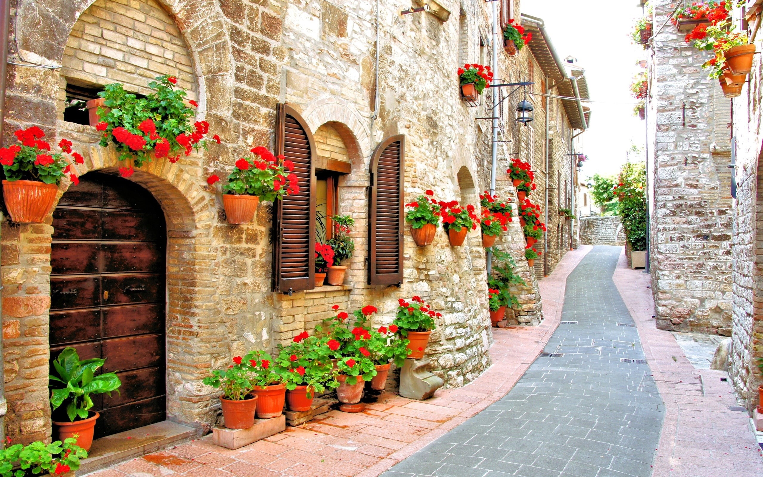 Street, Flowers, House, Italy, 2K, Road, HD Wallpaper