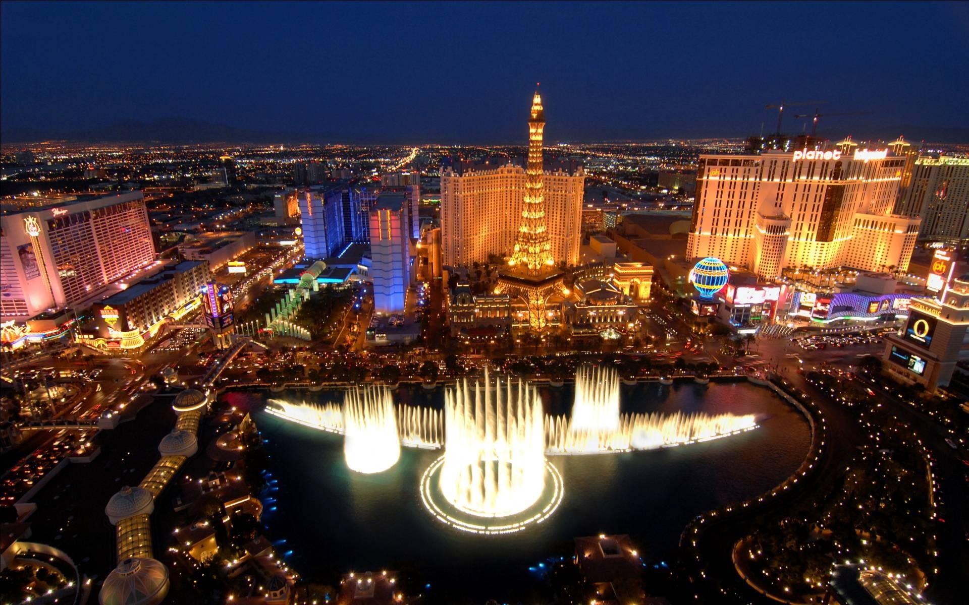 las, 1080P, north, paris, fountain, nevada, backgrounds, hotel, vegas, overnight, desktop, bellagio, america, HD Wallpaper