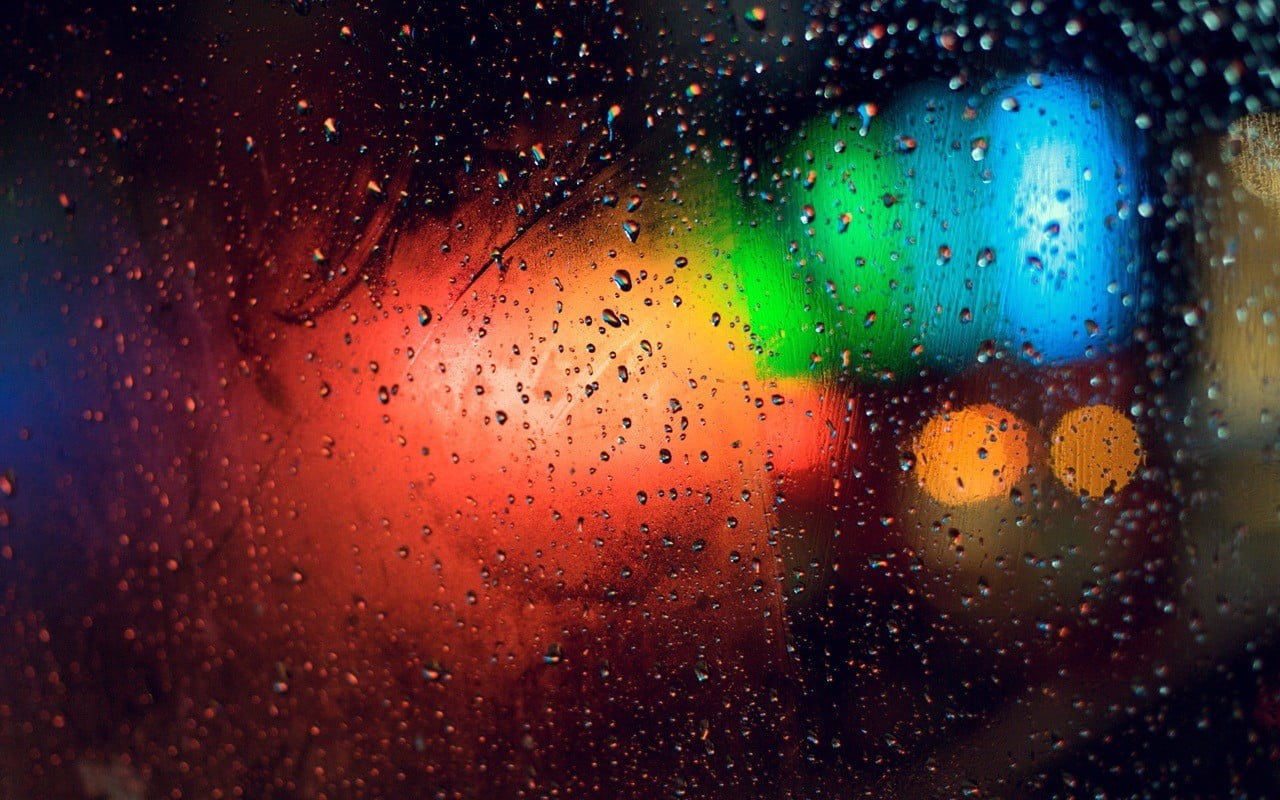 condensation, street, yellow, indoors, spotted, illuminated, colorful, window, transparent, 720P, full frame, no People, water drops, photographic Effects, HD Wallpaper