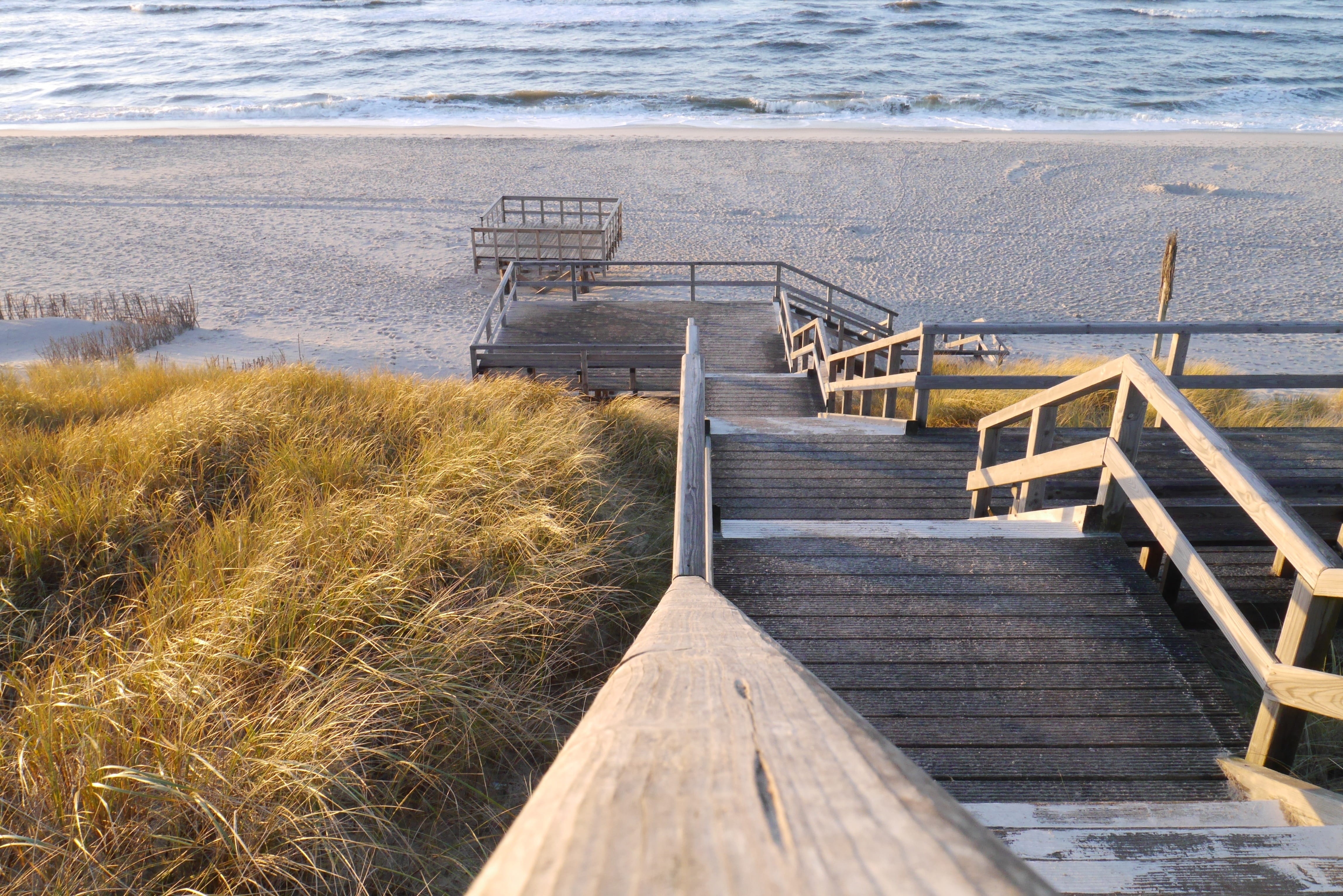 northern germany, tranquil scene, 4K, sylt, beauty in nature, high angle view, dunes, outdoors, staircase, beach, railing, landscape, stairs, built structure, HD Wallpaper